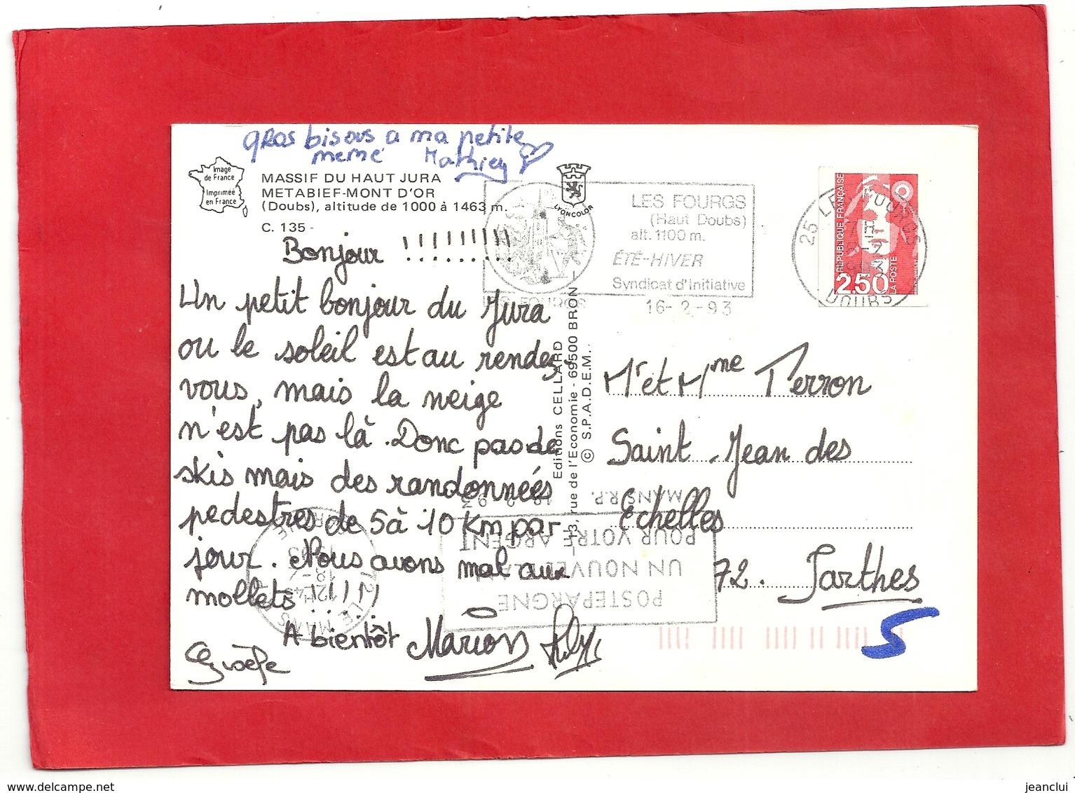 CPM. MULTIVUES - METABIEF MONT-D'OR . AFFR AU VERSO LE 16-2-1993 . 2 SCANES - Autres & Non Classés