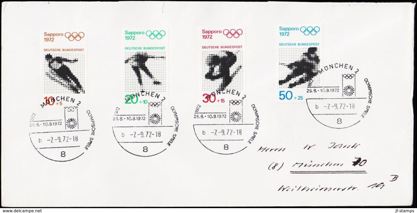 1972. OLYMPIADE MÜNCHEN MÜNCHEN 7.9.72. (Michel 680-683) - JF127103 - Briefe U. Dokumente