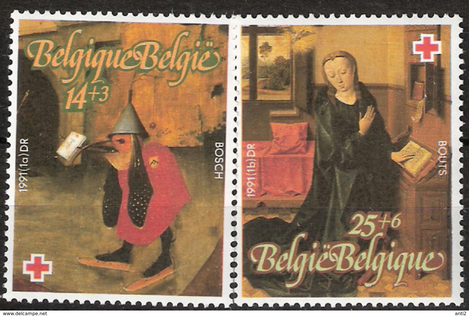 Belgium 1991 Red Cross: Paintings, Hieronymus Bosch, Dieric Bouts, Mi 2450-2451, MNH(**) - Neufs