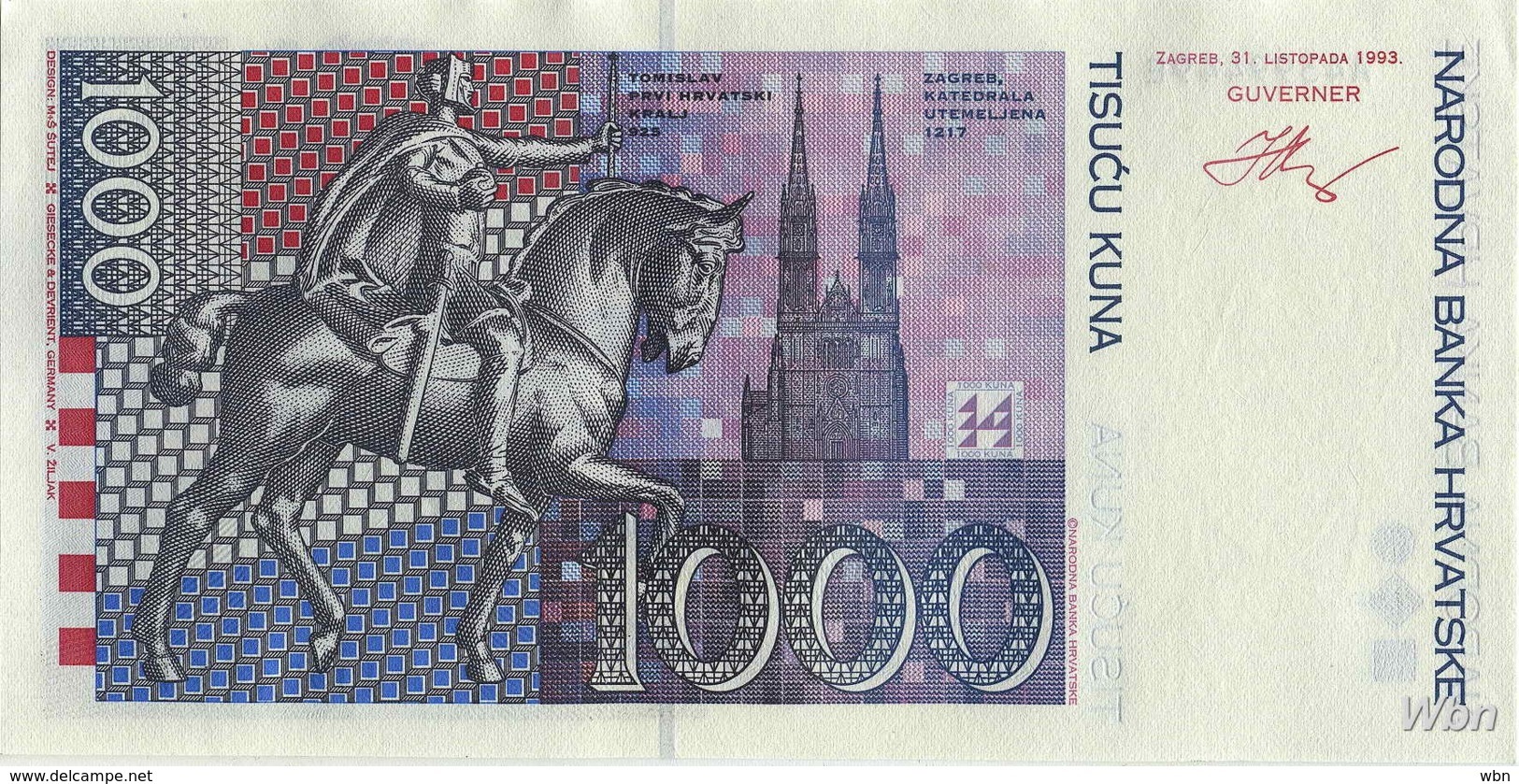 Croatie 1000 Kuna (P35) 1993 -UNC- - Kroatien