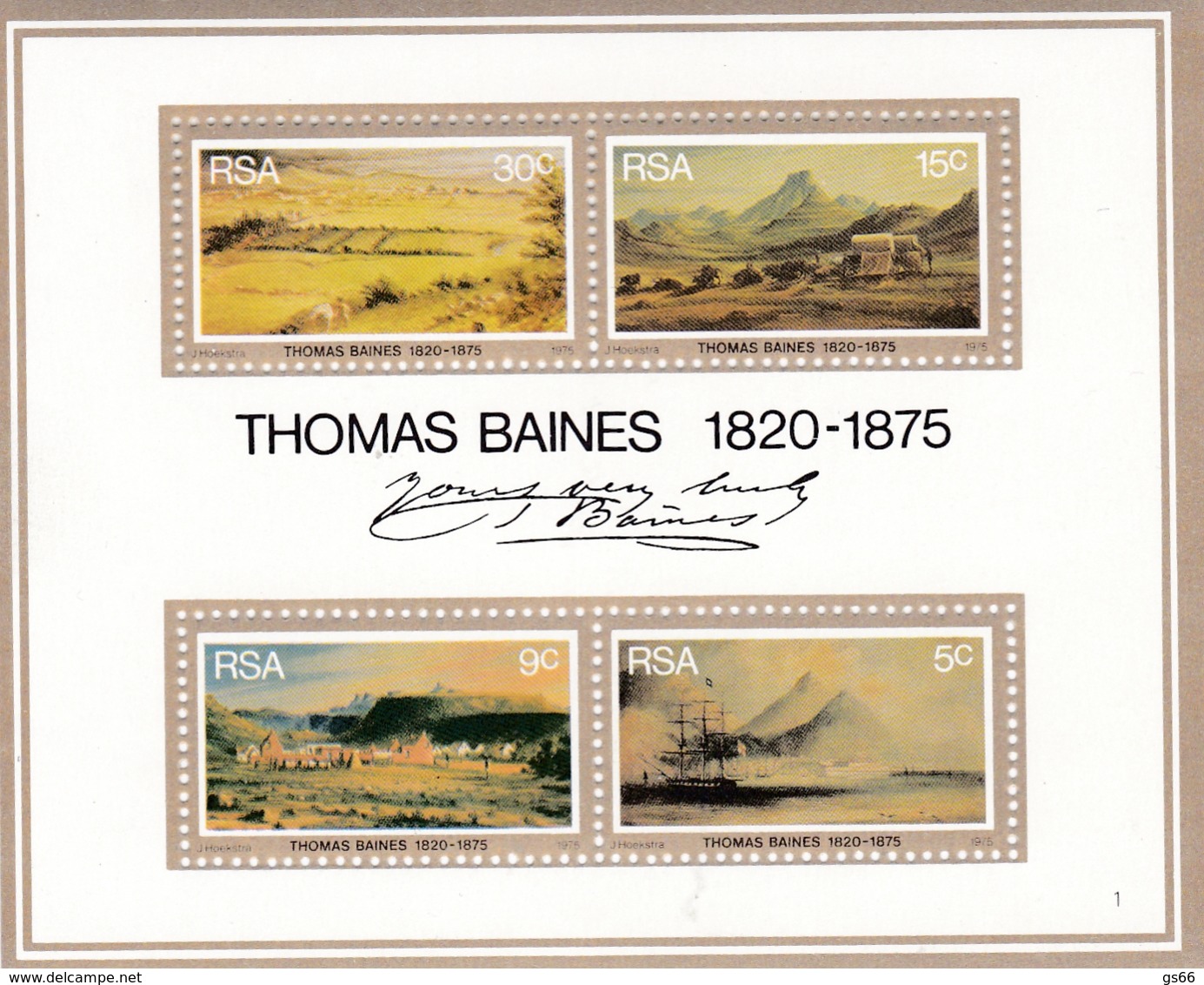 Südafrica, 1975, 476/79 Block 3, 100. Todestag Des Malers Thomas Baines, MNH ** - Ungebraucht