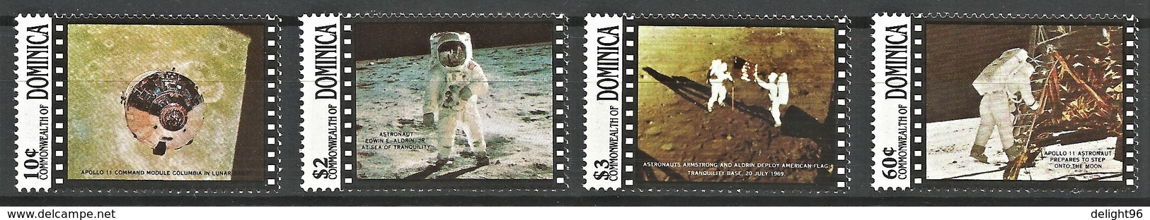 1989 Dominica 20th Anniversary Of Moon Landing Set And Souvenir Sheet (** / MNH / UMM) - América Del Norte