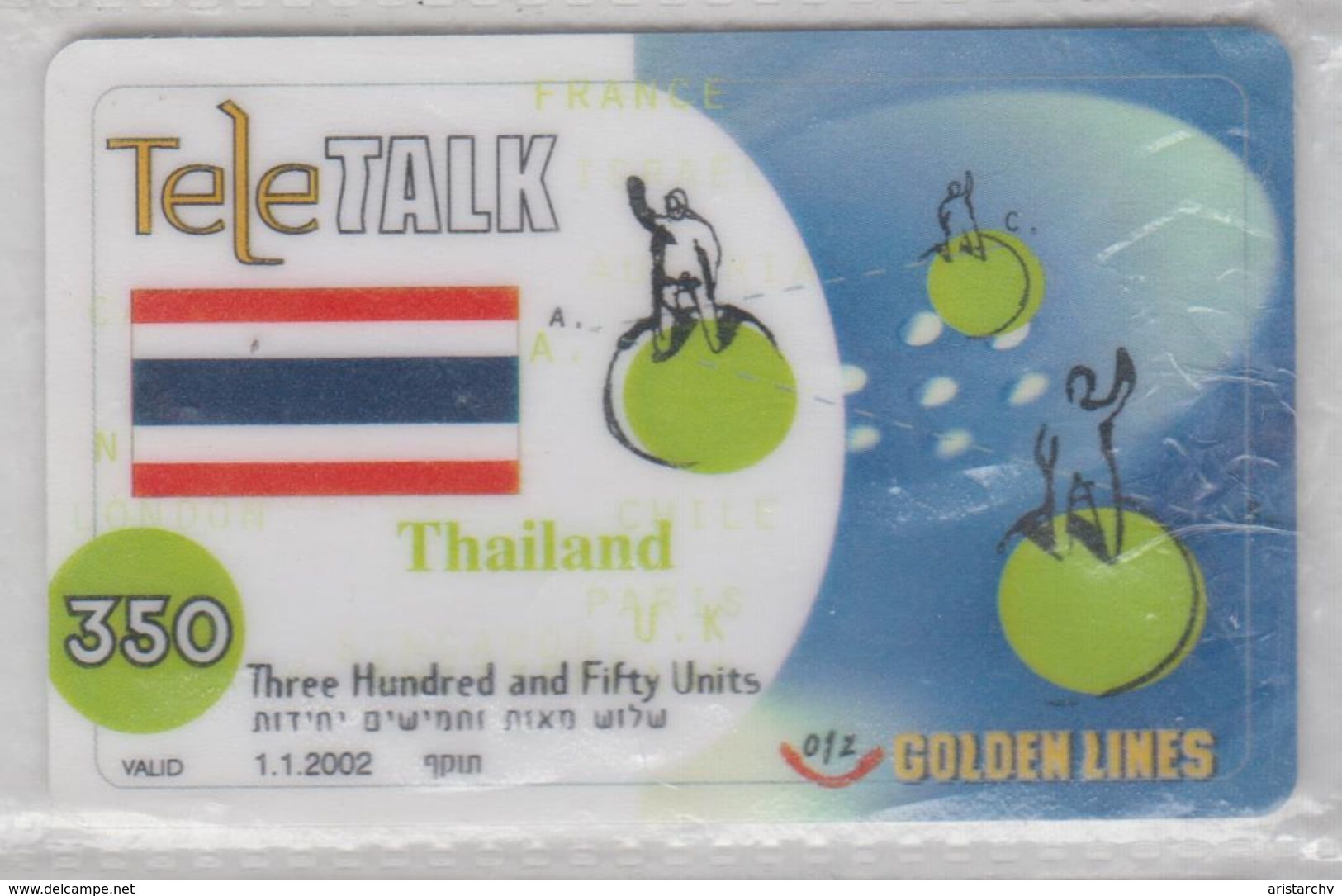 ISRAEL 2002 012 GOLDEN LINES TELETALK 150 CHINA 250 350 THAILAND 3 MINT PHONE CARDS - Israel