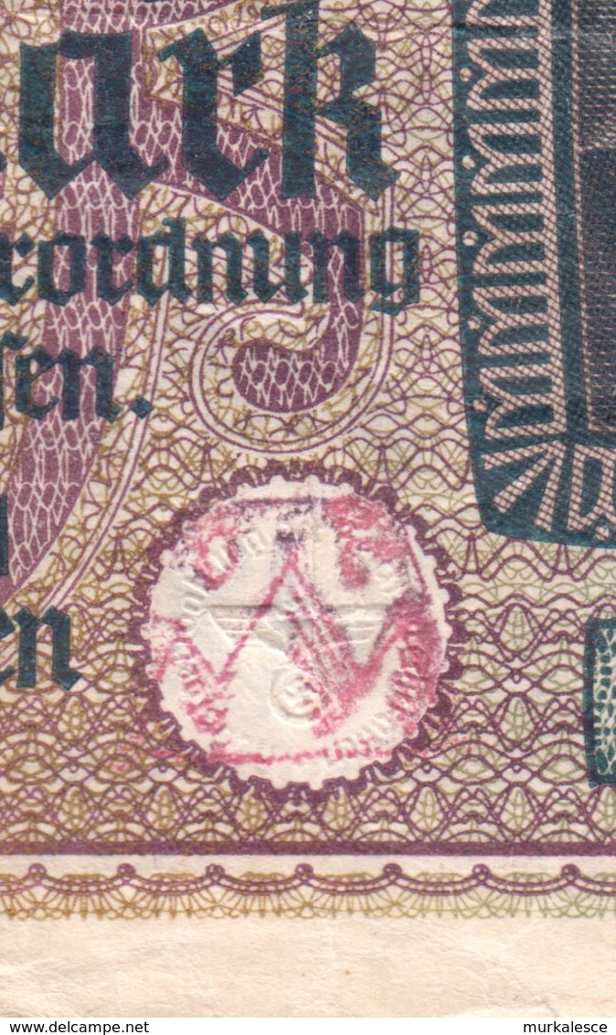 3737    DRITES REICH  50 MARK   STEMPEL  O. F . Osvobodilna Fronta   SLOWENISCHE PARTISANEN  Selten - 50 Reichsmark