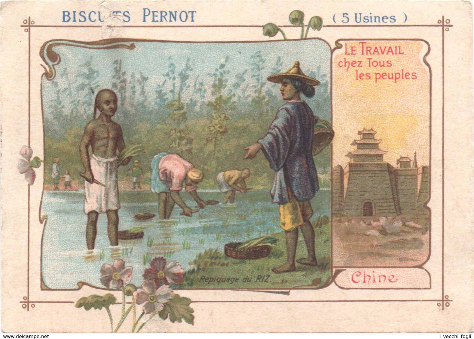 Figurina, Chromo, Victorian Trade Card. Biscuits Pernot. Chine, Repiquage Du Riz. - Pernot