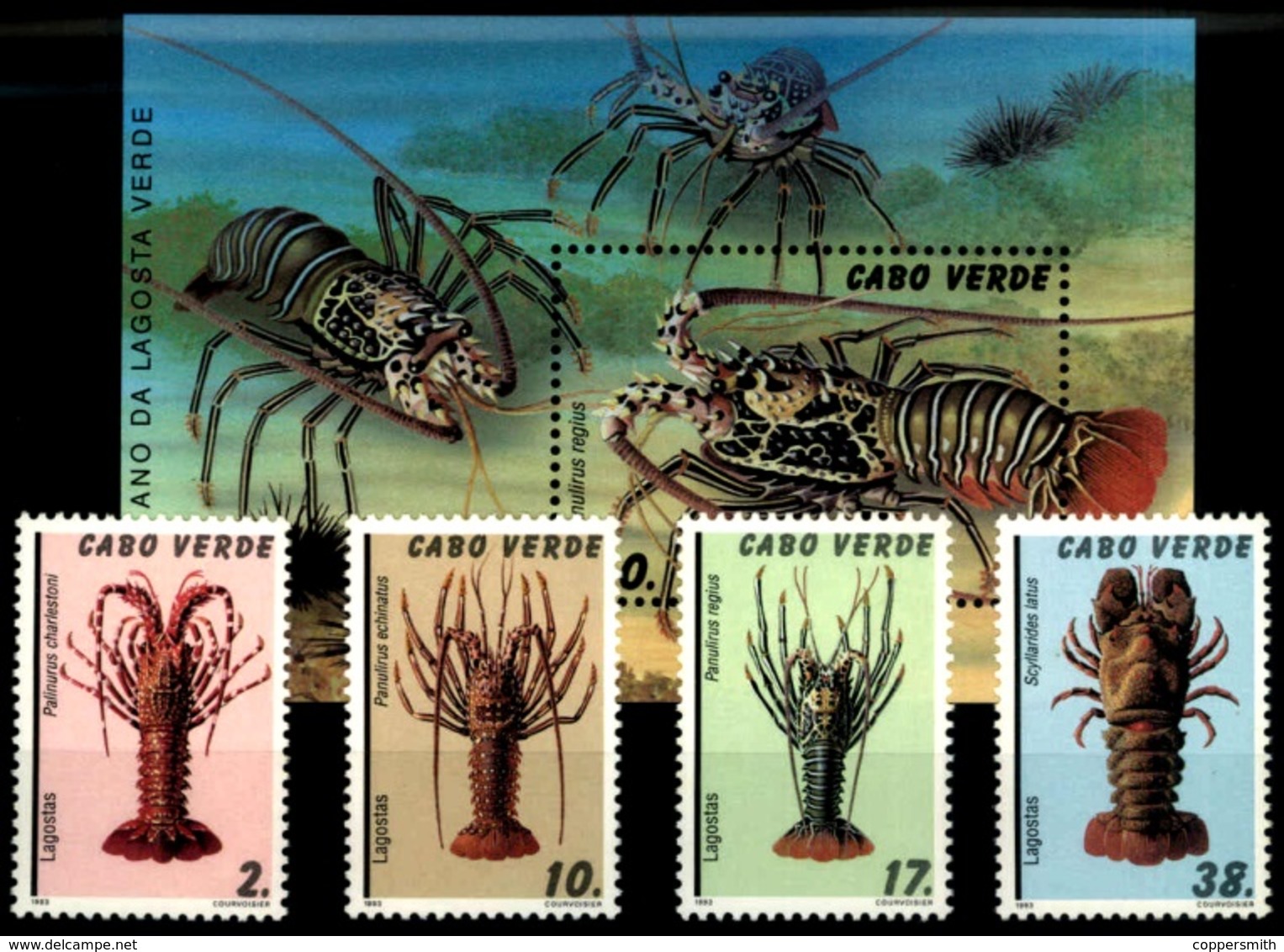 (032 + 46) Cape Verde  Lobsters / Hummer / 1993  ** / Mnh  Michel 658-61 + BL 24 - Kap Verde