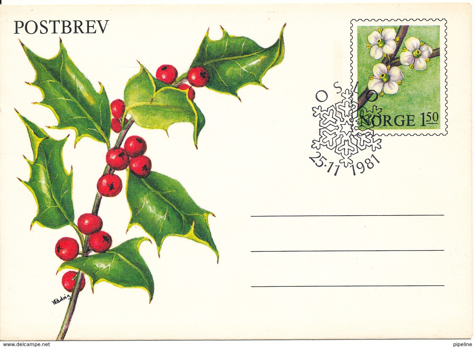 Norway FDC 25-11-1981 Postbrev Postal Stationery - Covers & Documents