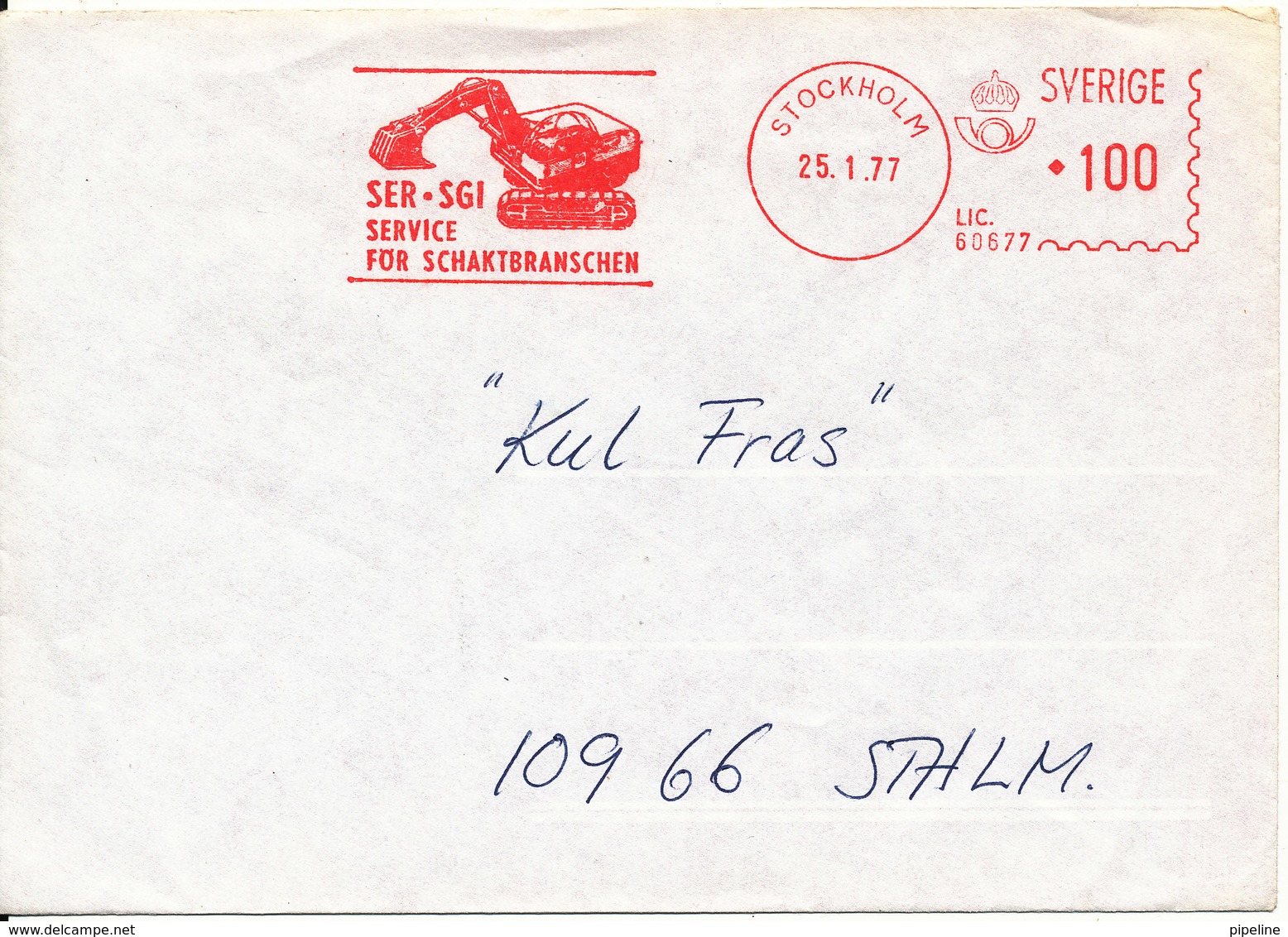 Sweden Cover With Meter Cancel Stockholm 25-1-1977 - Covers & Documents