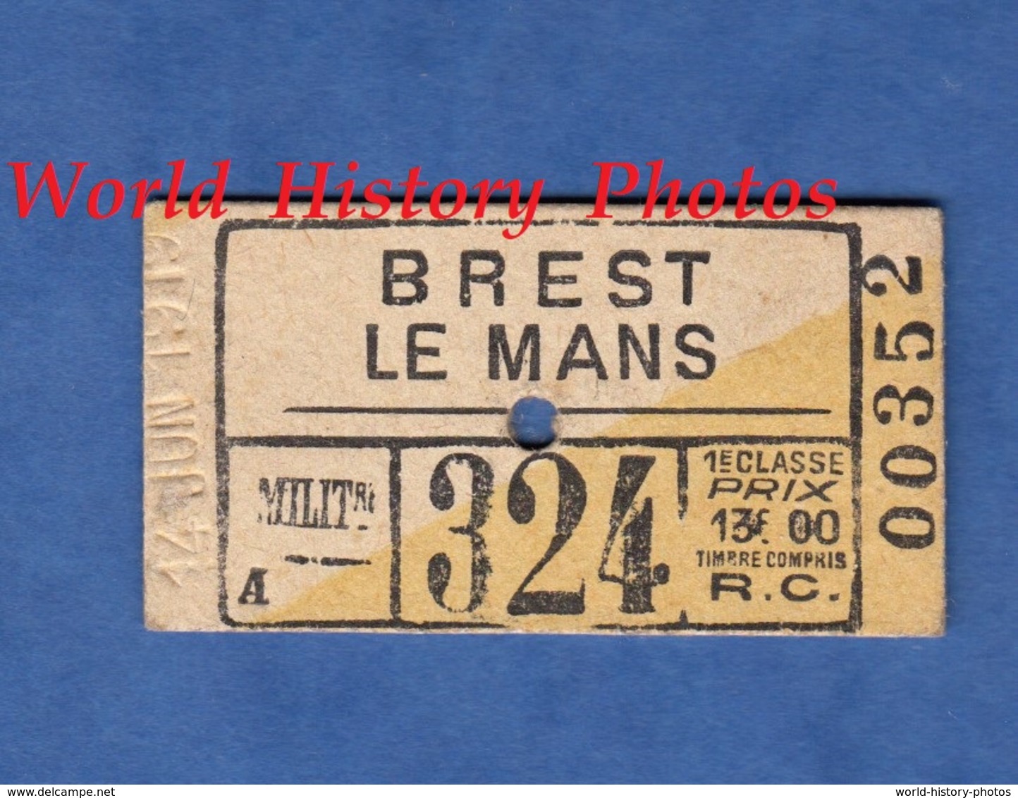 Ticket / Billet Ancien De Train D'un Officir Américain - 14 Juin 1919 - BREST / LE MANS - 1er Classe Militaire - Europa