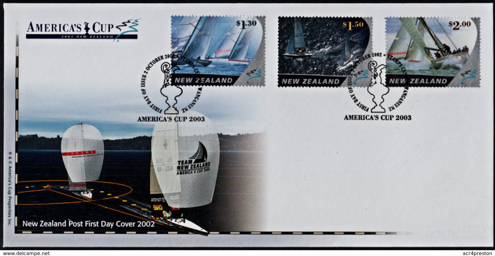 Ca5024 NEW ZEALAND 2002, SG 2538-40  America's Cup 2003 (1st Series),  FDC - Cartas & Documentos