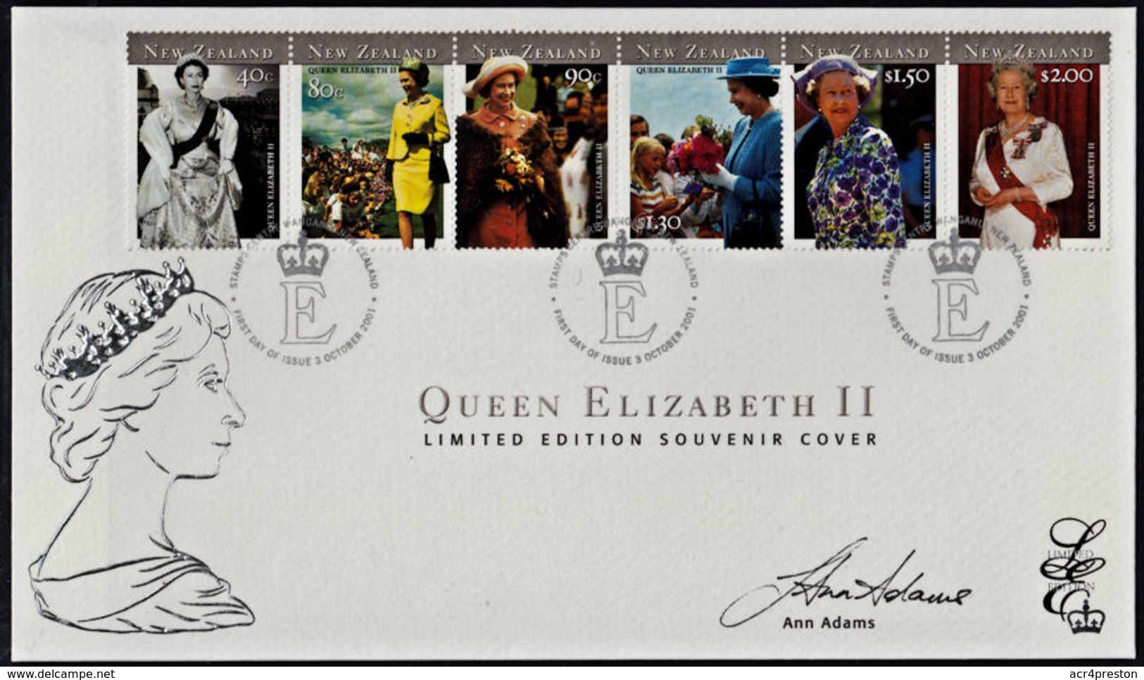 Ce0032 NEW ZEALAND 2001, SG 2446-51 Queen Elizabeth Ll's 75th Birthday, Limited Edition Signed FDC - Lettres & Documents