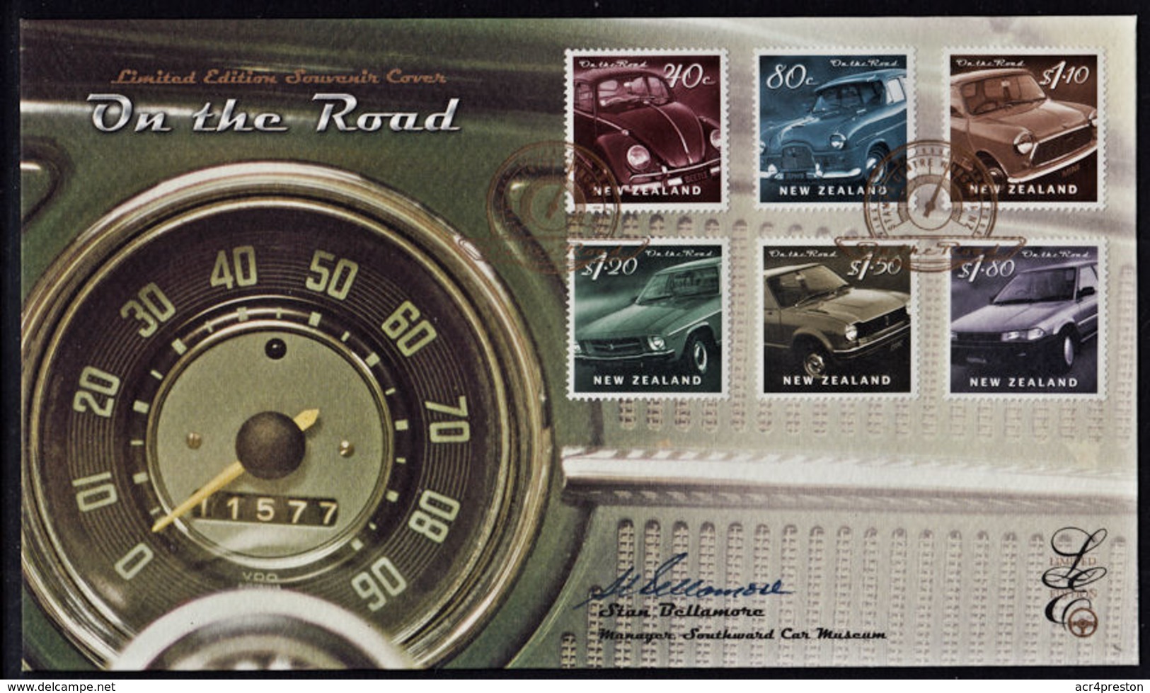 Ce0035 NEW ZEALAND 2000, SG 2329-34 'On The Road', Cars, Limited Edition Signed FDC - Storia Postale