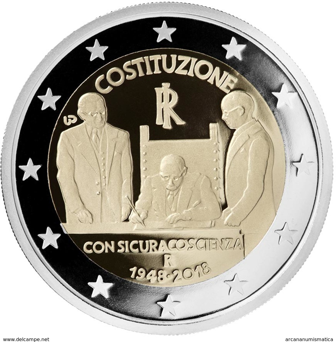 ITALIA  2€ 2.018  2018  Bimetálica "70 Years Of Constitution Of The Italian Republic"  SC/UNC DL-12.267 - Italie