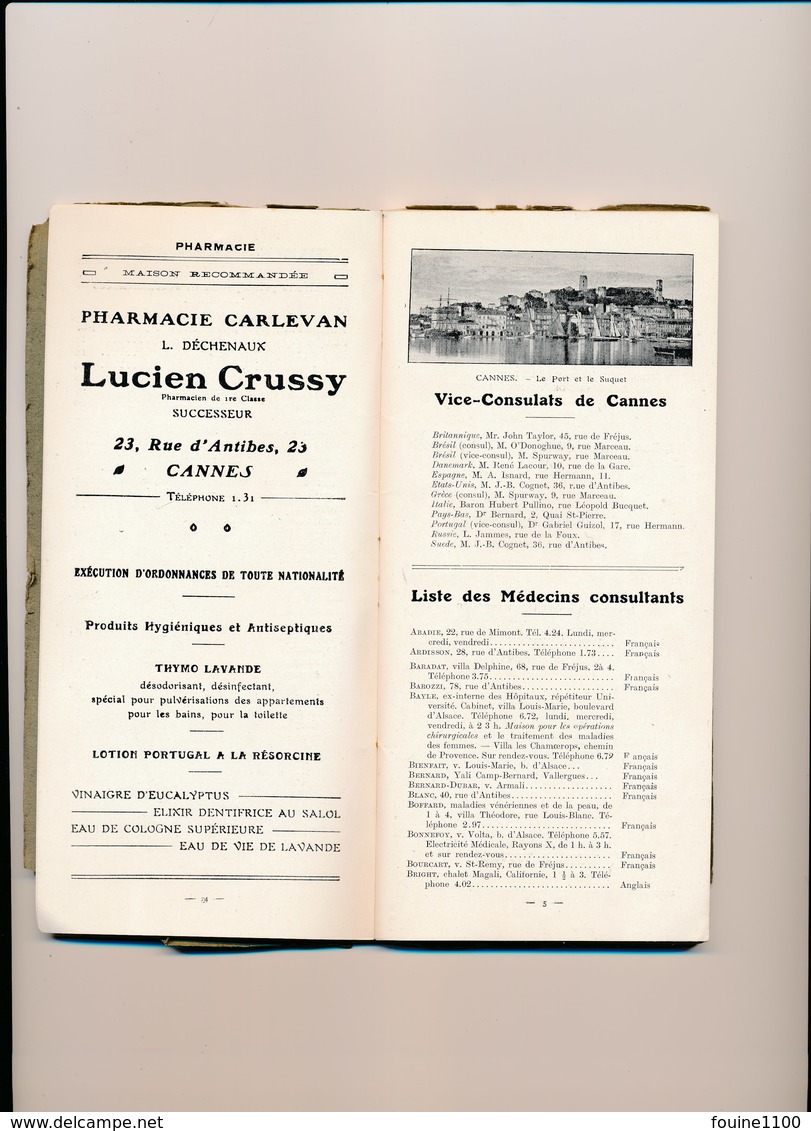 GUIDE DE CANNES Vraiment Très Complet Avec Sa Carte Programme Des Fêtes Régates Tennis Croquet Courses De Chevaux - Côte D'Azur