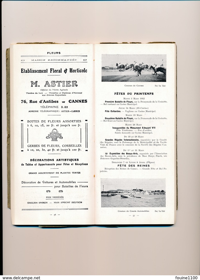 GUIDE DE CANNES vraiment très complet avec sa carte programme des fêtes régates tennis croquet courses de chevaux