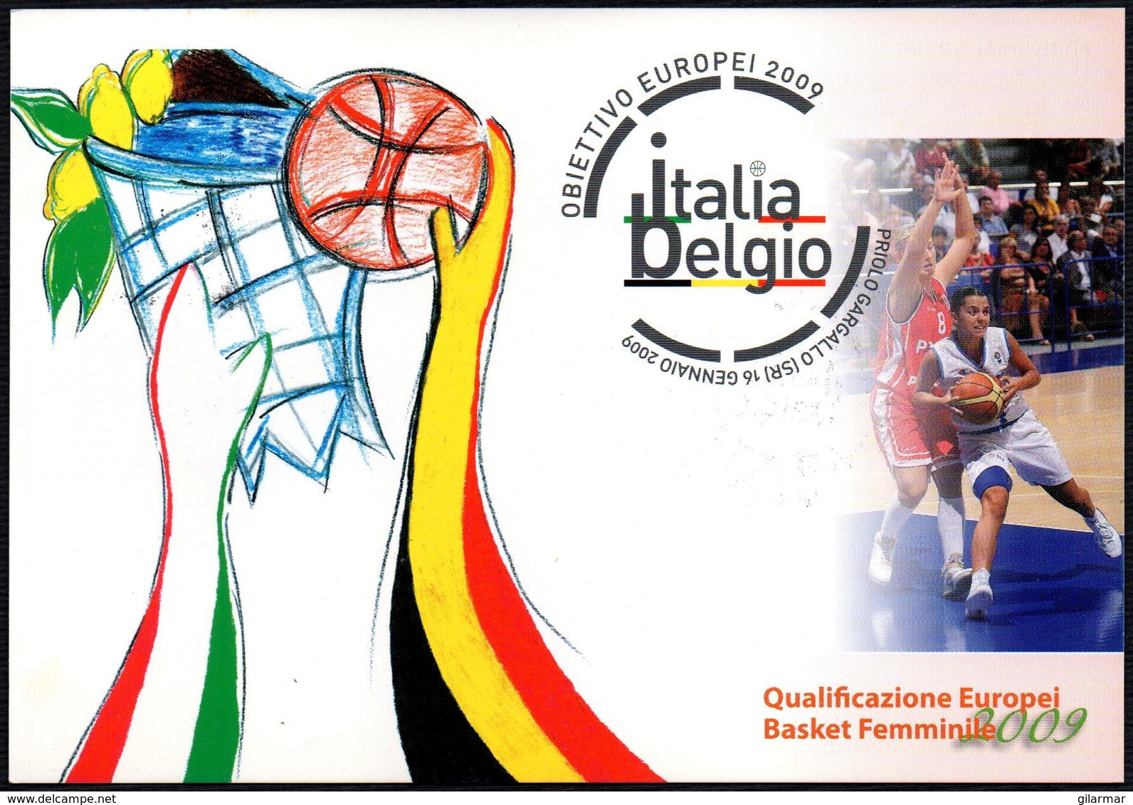 PALLACANESTRO - ITALIA PRIOLO 2009 - QUALIFICAZIONI EUROPEI FEMMINILI BASKET - CARTOLINA UFFICIALE - Basket-ball