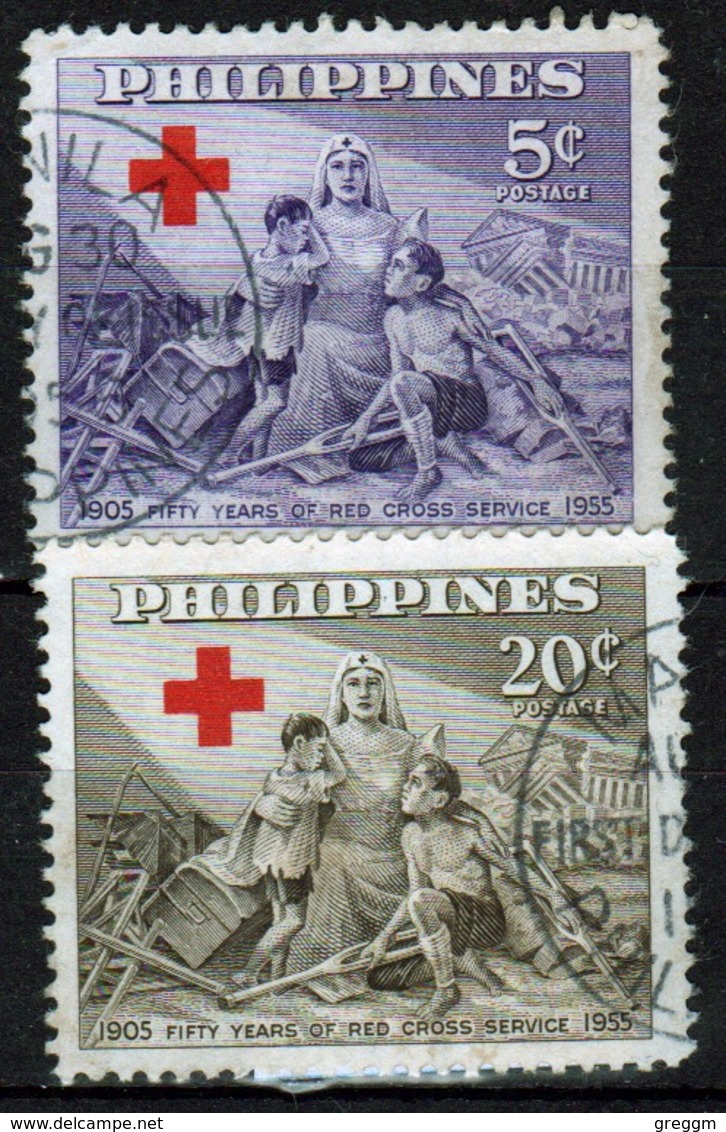 Red Cross Philippines 1956 Set Of Stamps Celebrating The 50th Anniversary Of The Philippines Red Cross. - Red Cross