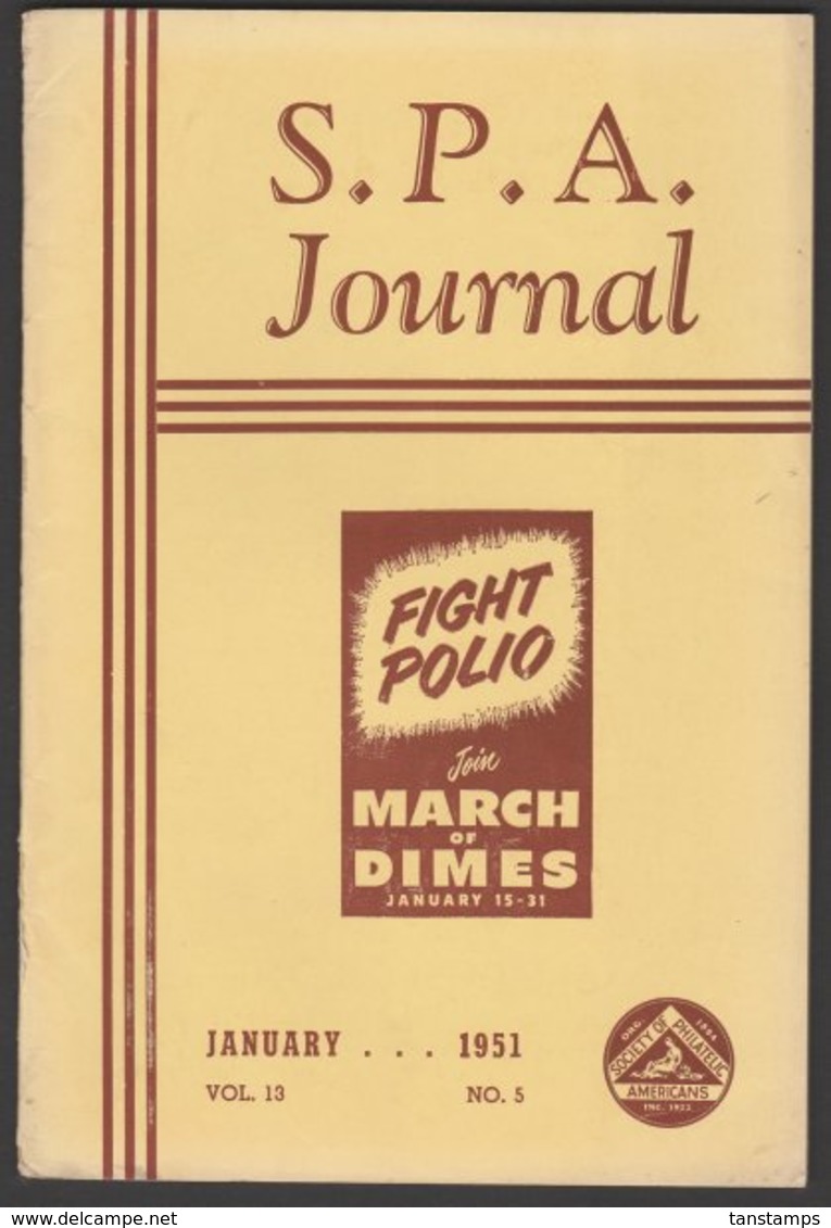 THE SPA JOURNAL, January, 1951, Organ Of The Society Of Philatelic Americans - Anglais (àpd. 1941)