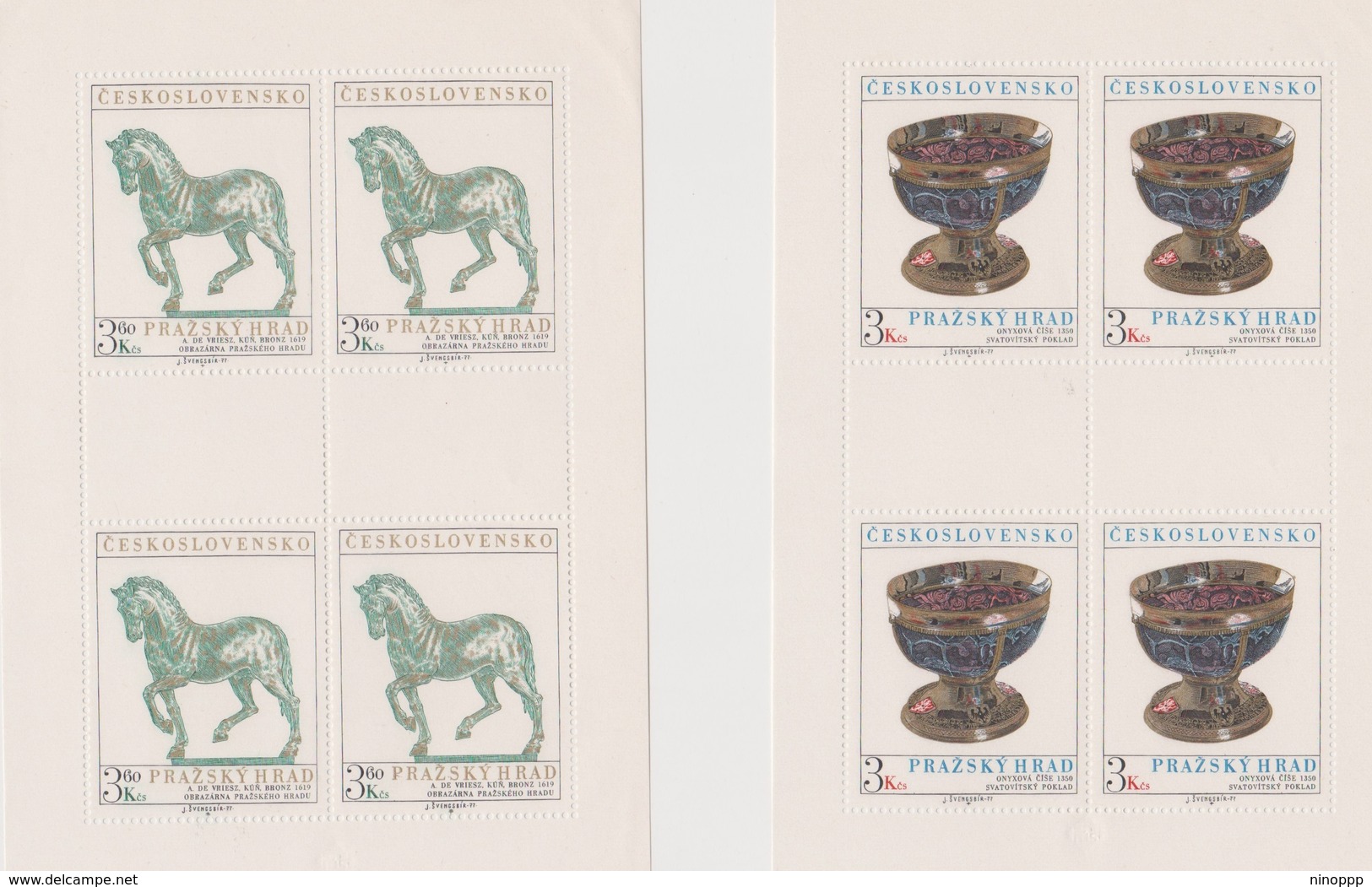 Czechoslovakia Scott 2114-2115 1977 Prague Castle Art, Sheetlets, Mint Never Hinged - Blocks & Sheetlets