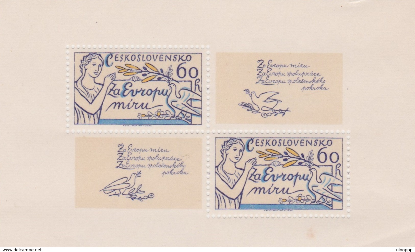 Czechoslovakia Scott 2136 1977 For A Europe Of Peace, Sheetlet, Mint Never Hinged - Blocks & Sheetlets