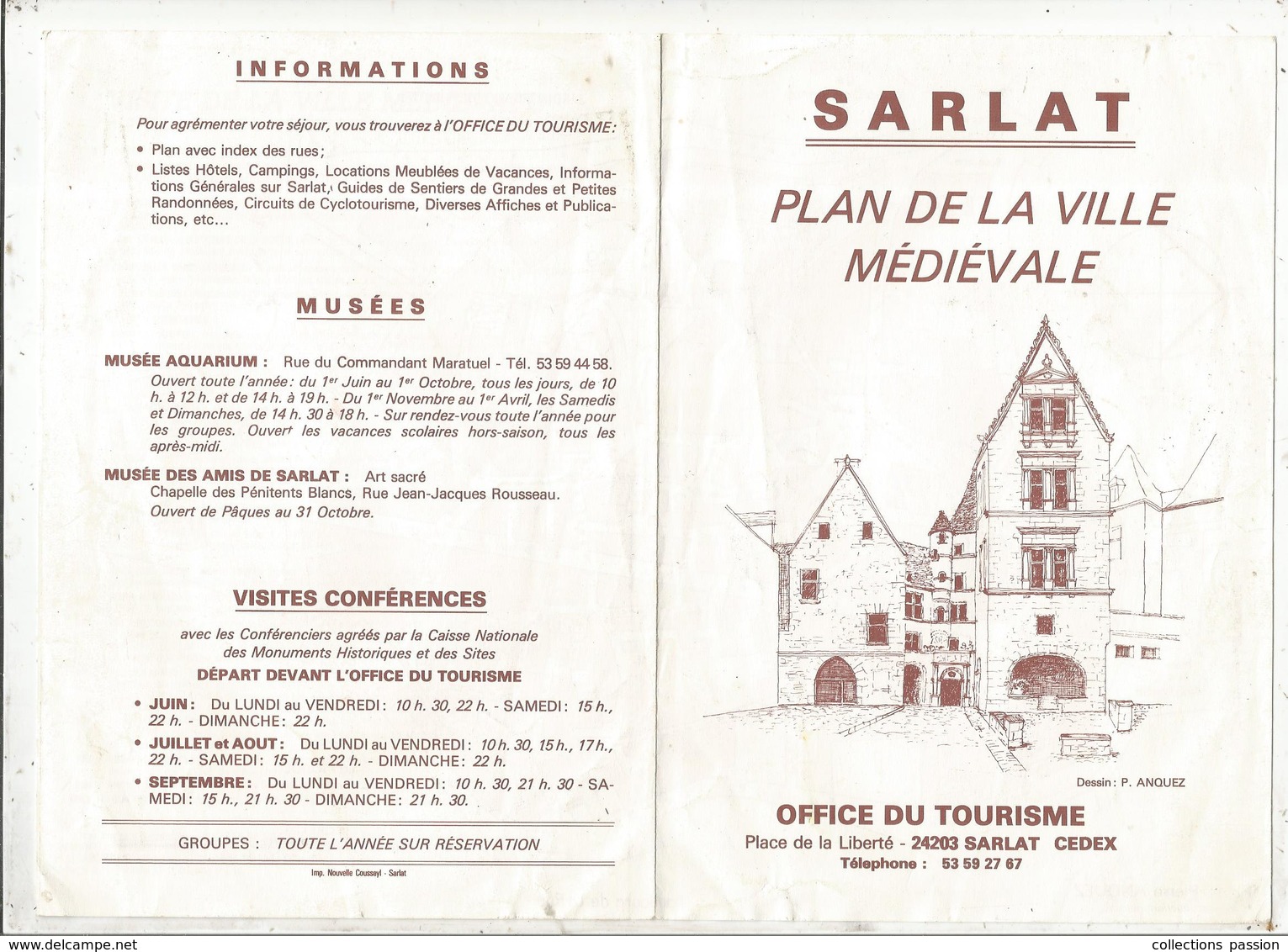Plan De La Ville Médiévale De SARLAT, 6 Pages, 2 Scans ,frais Fr 1.55 E - Callejero