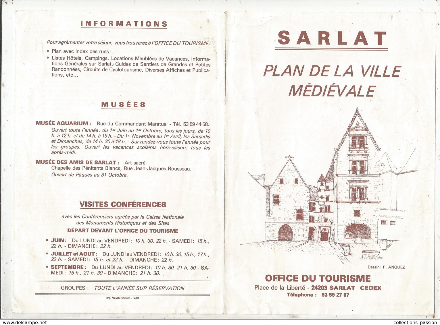 Plan De La Ville Médiévale De SARLAT, 6 Pages, 2 Scans ,frais Fr 1.55 E - Carte Stradali