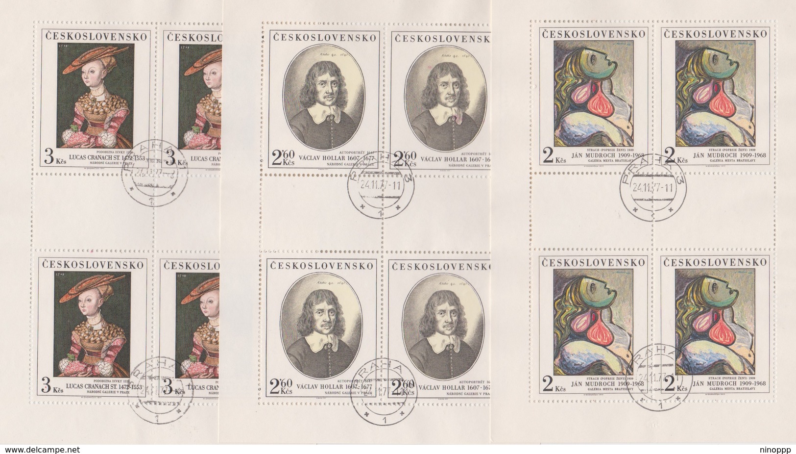 Czechoslovakia Scott 2147-2151 1977 Paintings, Sheetlets, Used - Blocks & Sheetlets