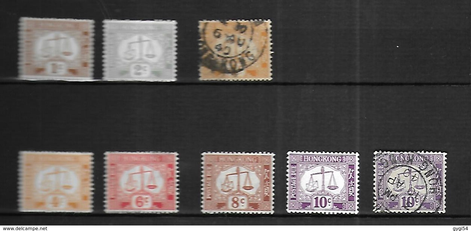 Hong Kong  1924 - 1947    Cat Yt   N° 1, 2, 4,5, 7, 8, 10 - Timbres-taxe