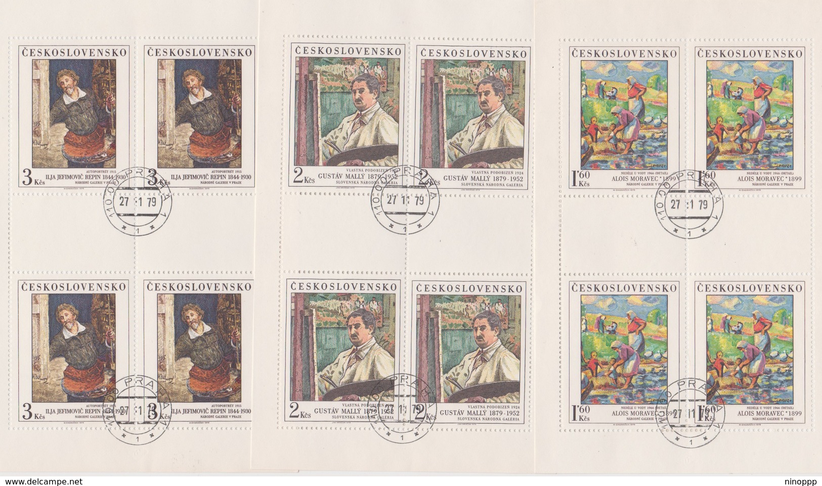 Czechoslovakia Scott 2265-2269 1979 Paintings, Sheetlets, Used - Blocks & Sheetlets