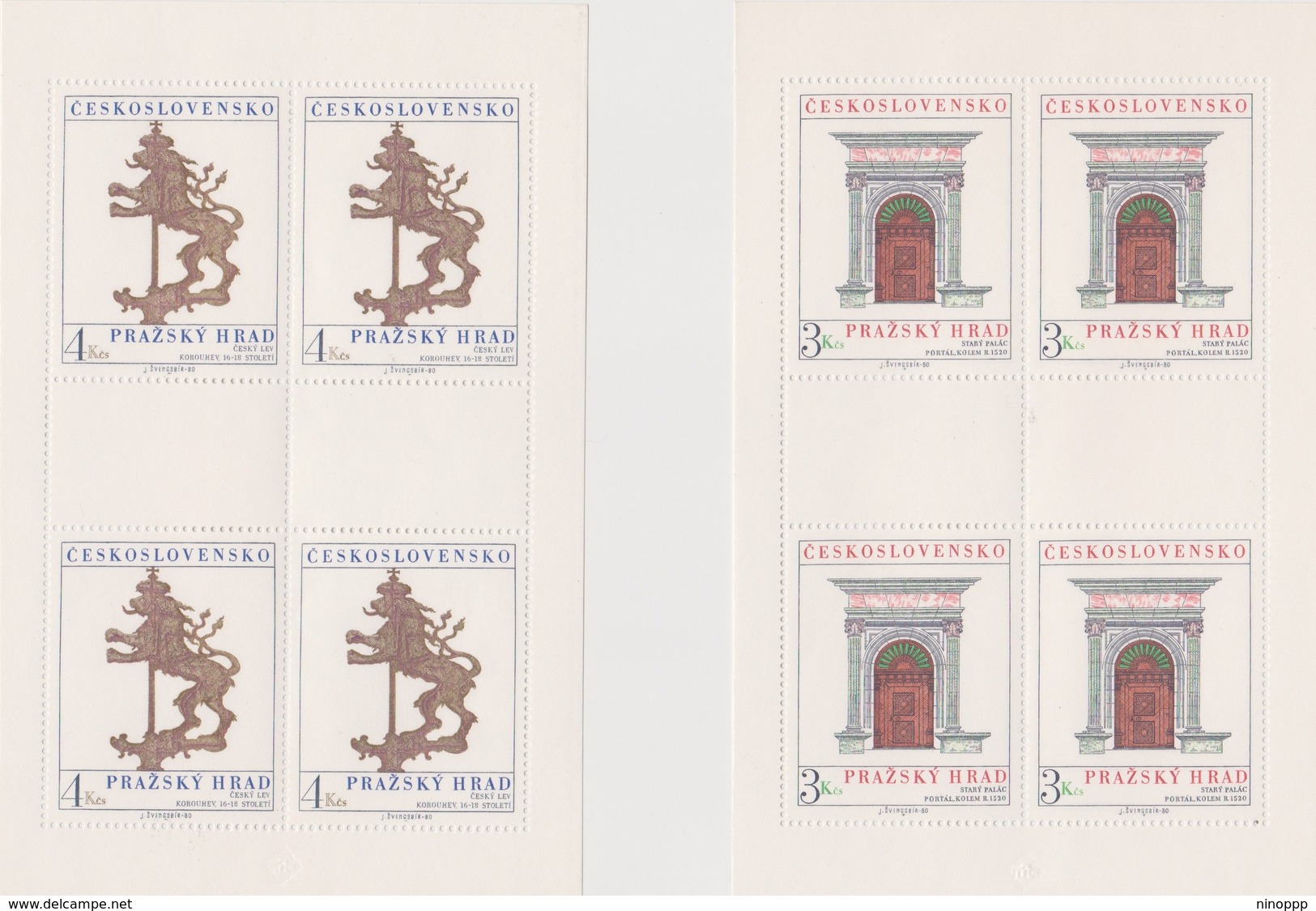 Czechoslovakia Scott 2329-2330 1980  Prague Castle Art, Sheetlets, Mint Never Hinged - Blocks & Sheetlets