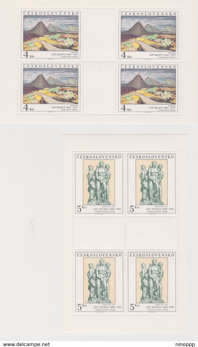 Czechoslovakia Scott 2335-2339 1980 Art, Sheetlets, Mint Never Hinged - Blocks & Kleinbögen