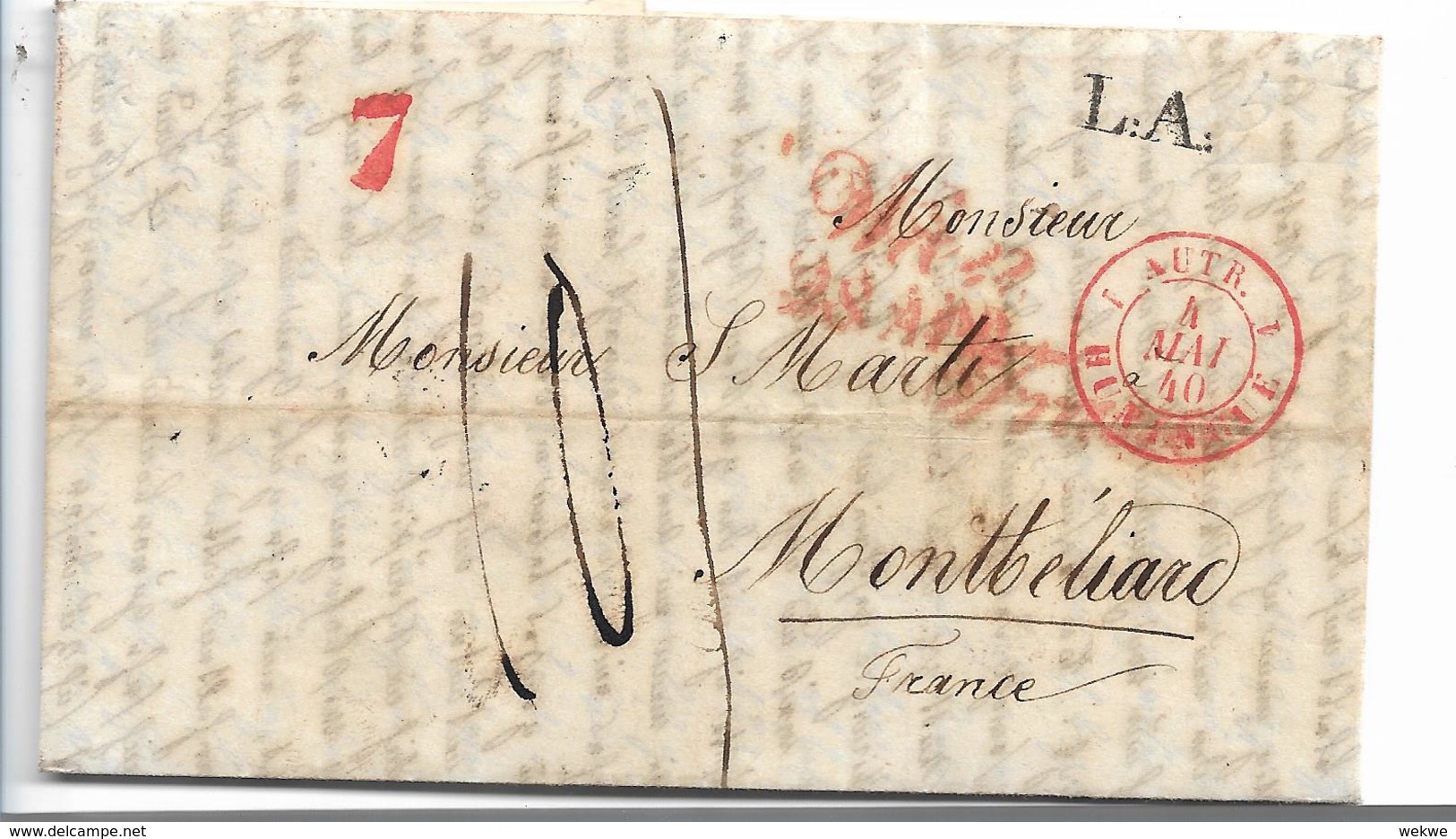 AV096 / Österreich, Wien 1840 FRANCO Via Elsass Montbelieard - ...-1850 Préphilatélie