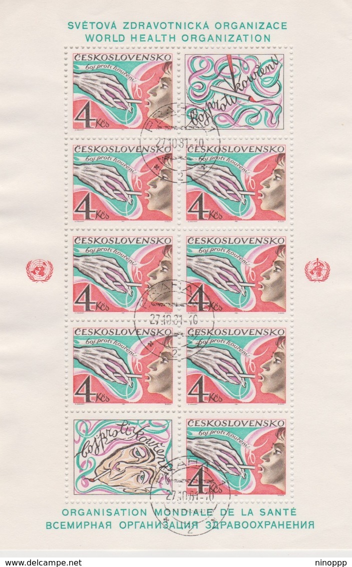 Czechoslovakia Scott 2383 1981 Antismoking Campaign, Sheetlet, Used - Blocks & Sheetlets