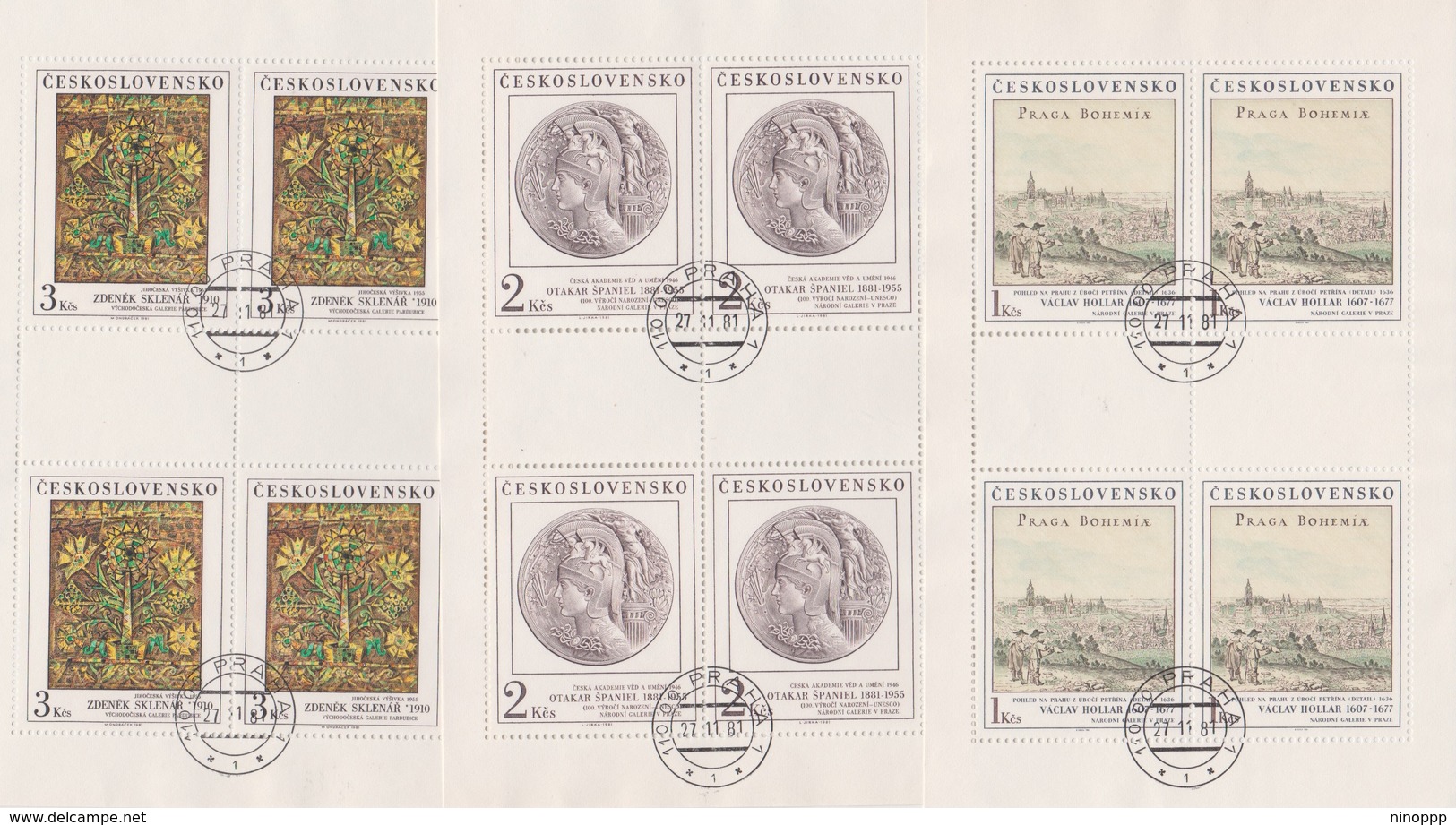 Czechoslovakia Scott 2386-2390 1981 Art, Sheetlets, Used - Blocks & Sheetlets