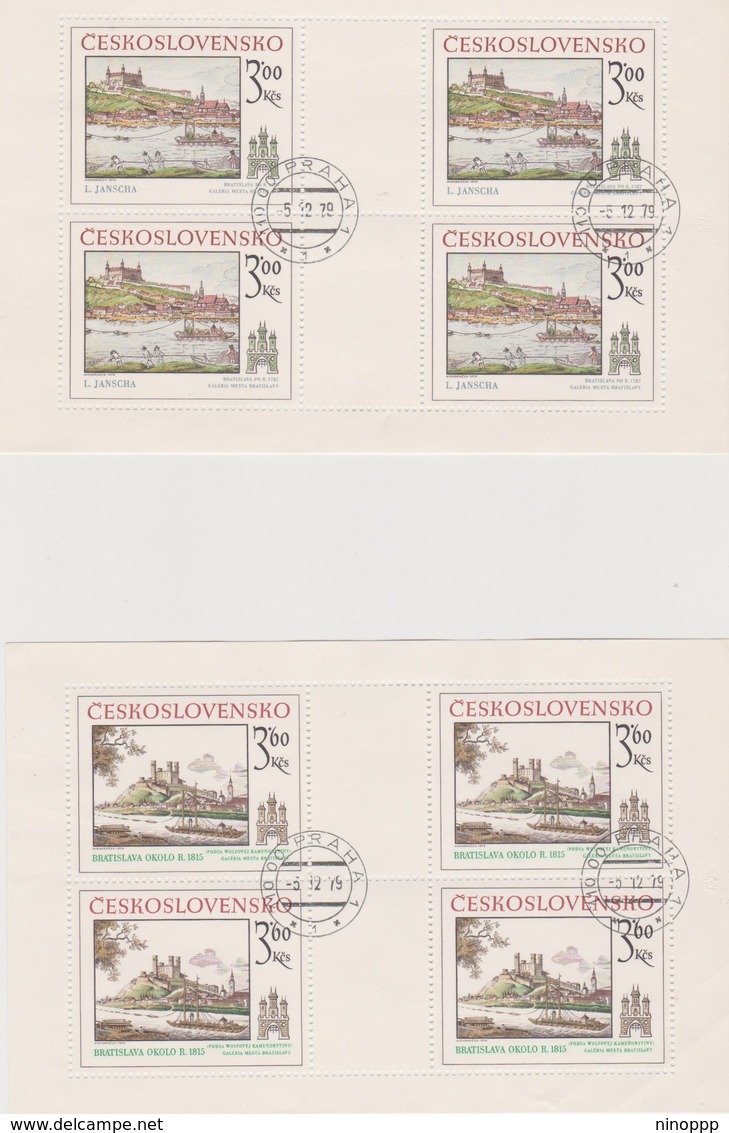 Czechoslovakia Scott 2422-2423 1982 Bratislava View, Sheetlets, Used - Blocks & Sheetlets