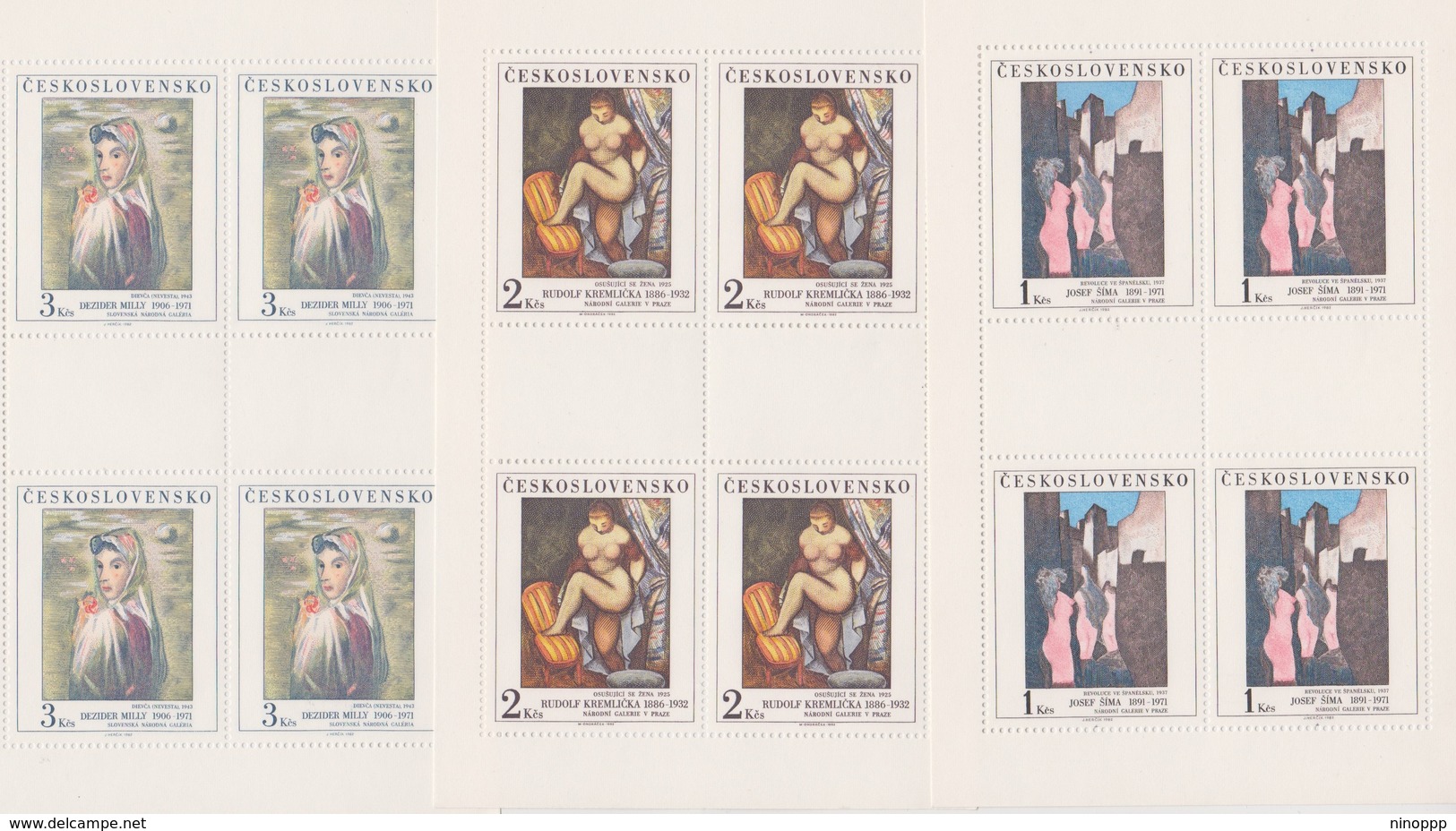 Czechoslovakia Scott 2437-2441 1982 Art, Sheetlet, Mint Never Hinged - Blocks & Sheetlets
