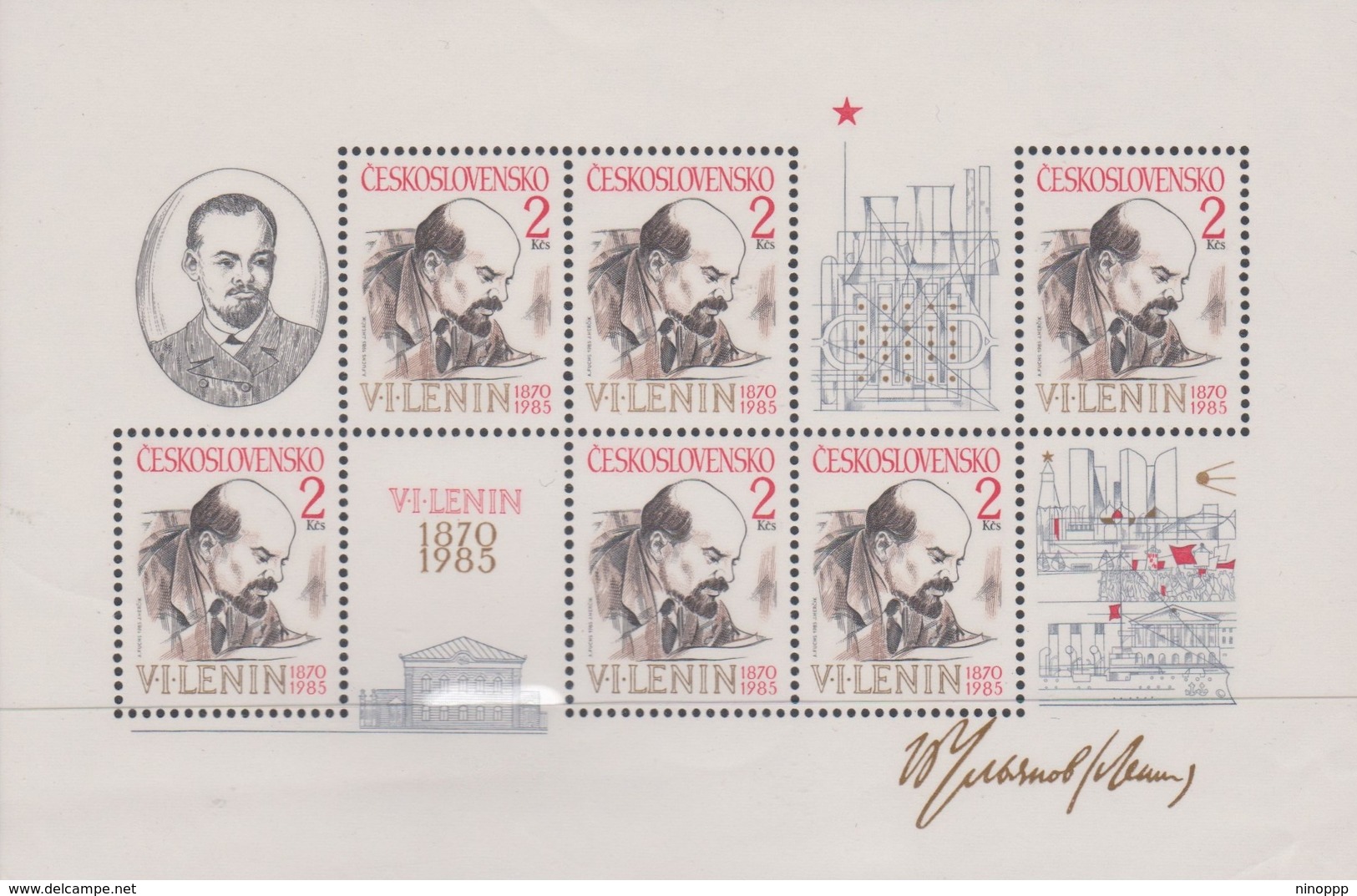 Czechoslovakia Scott 2550 1985 Lenin, Sheetlet, Mint Never Hinged - Blocks & Sheetlets