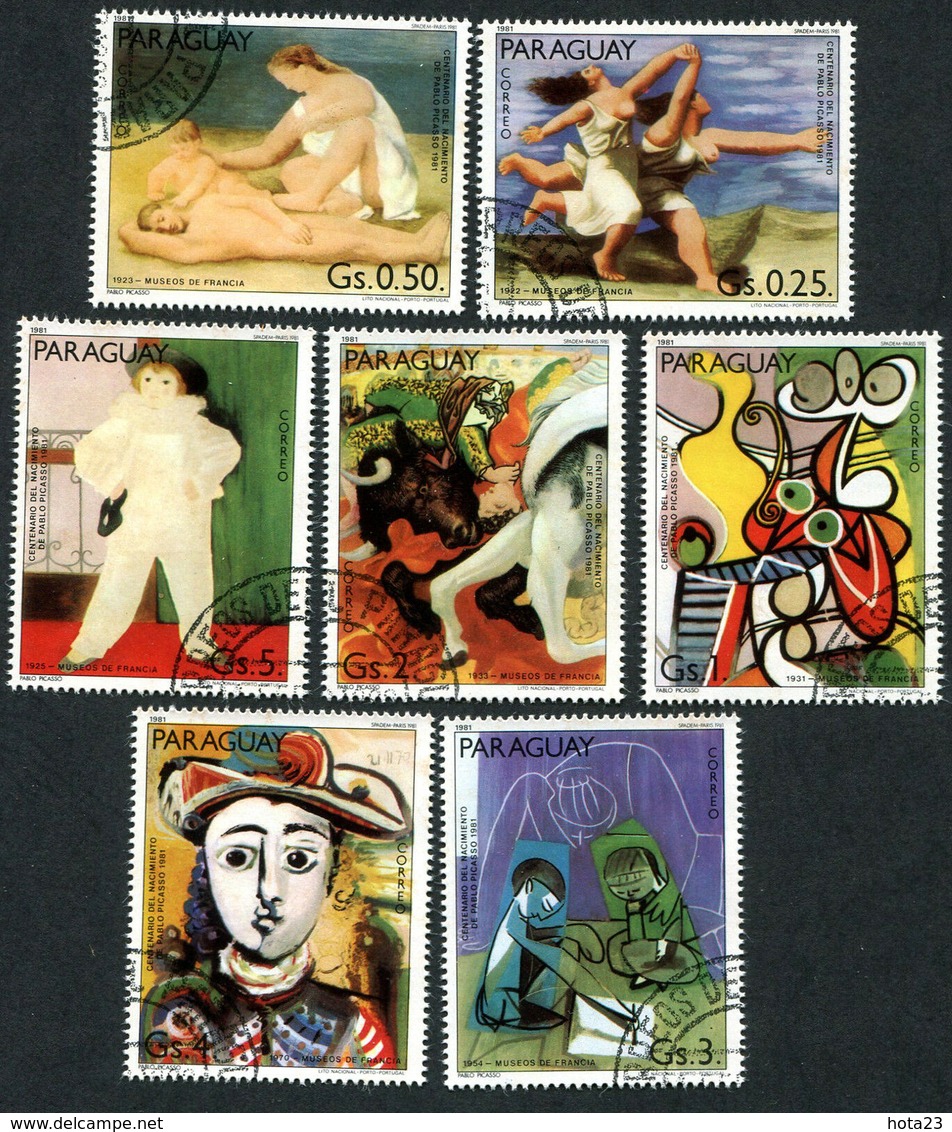 PARAGUAY 1981 Birth Cent. Of Pablo Picasso, SET OF 7, USED Never Hinged - Paraguay