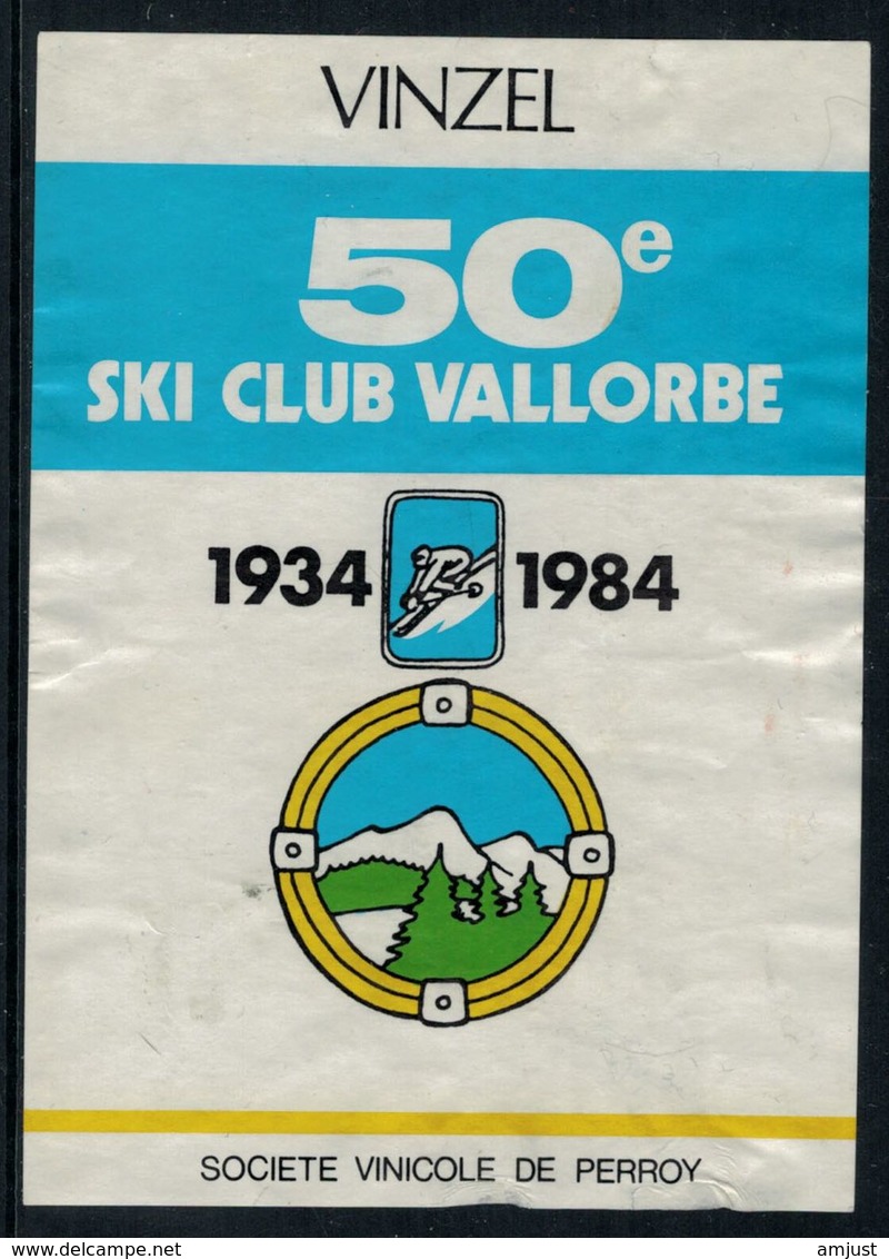 Rare // Etiquette De Vin //  Ski  // Vinzel, 50e Ski Club De Vallorbe - Ski