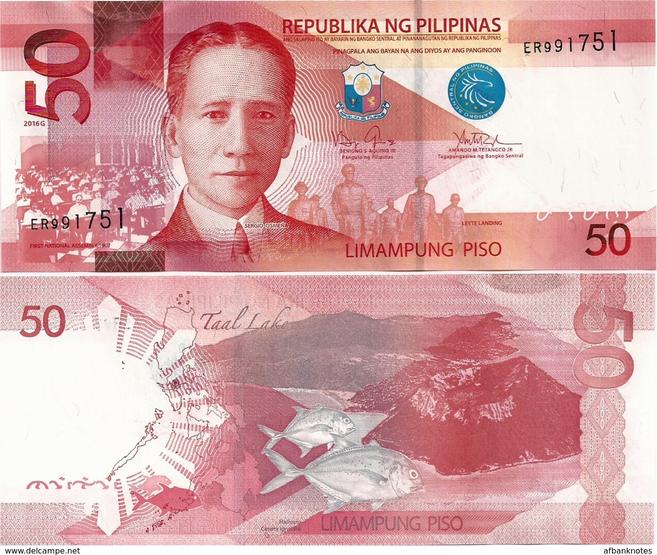 PHILIPPINES      50 Piso      P-207a       2016G      UNC - Filippine