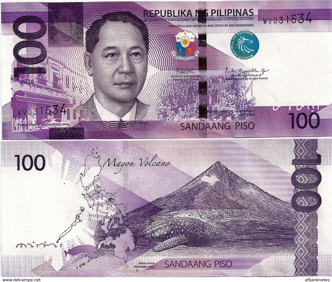 PHILIPPINES      100 Piso      P-New       2018      UNC  [sign. Duterte-Espenilla] - Filippine