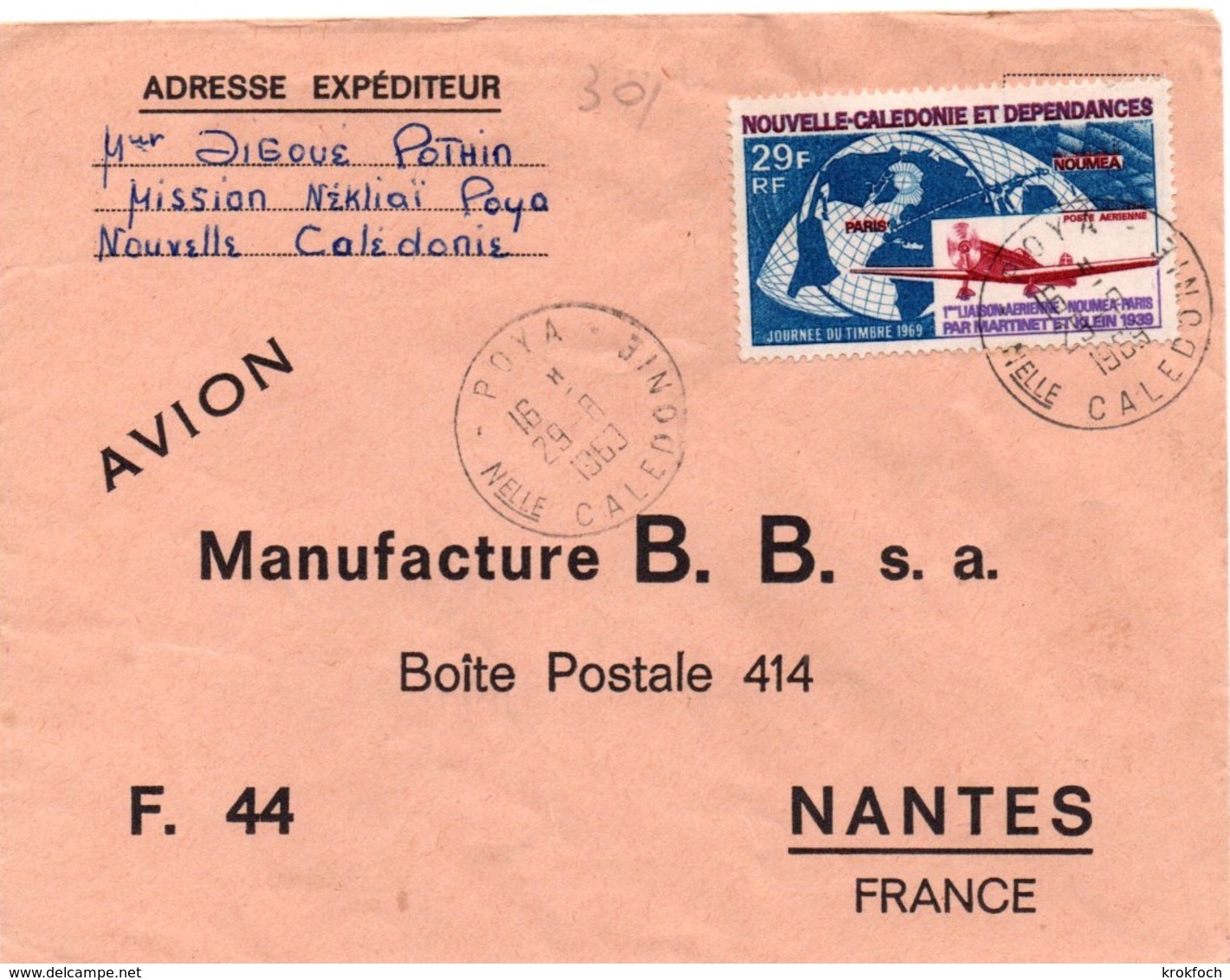 Poya Nelle Calédonie 1969 -  Lettre Brief Cover - Lettres & Documents