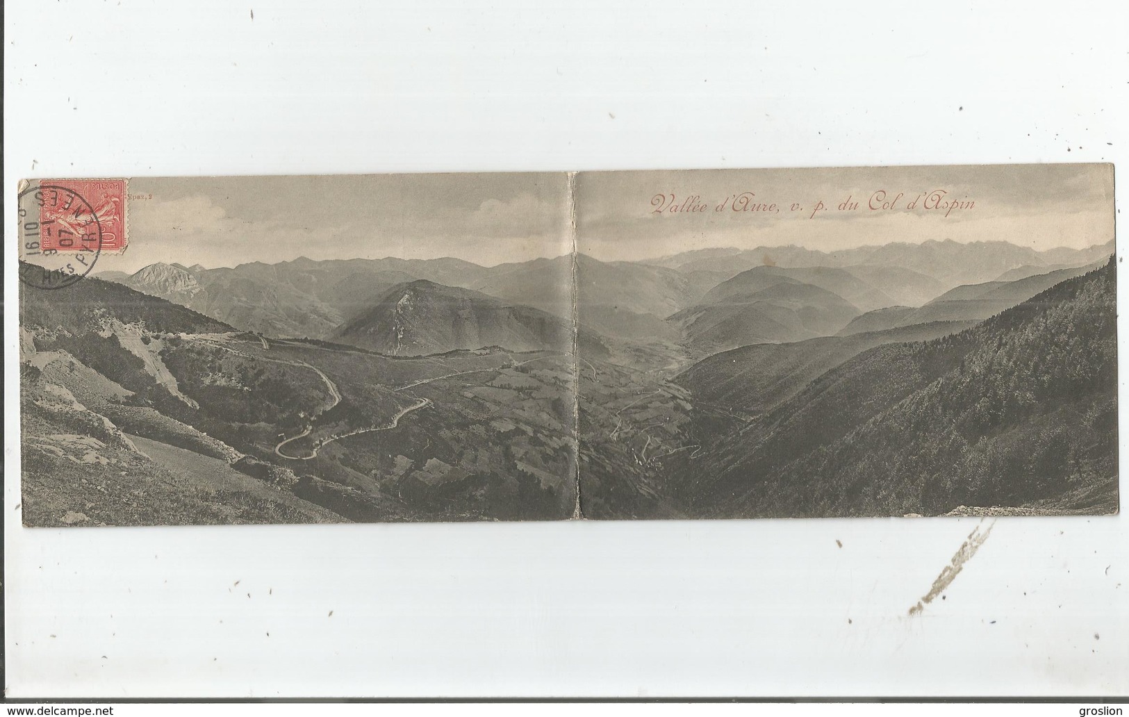 VALLEE D'AURE VUE PRISE DU COL D'ASPIN (CARTE DOUBLE) 1907 - Altri & Non Classificati