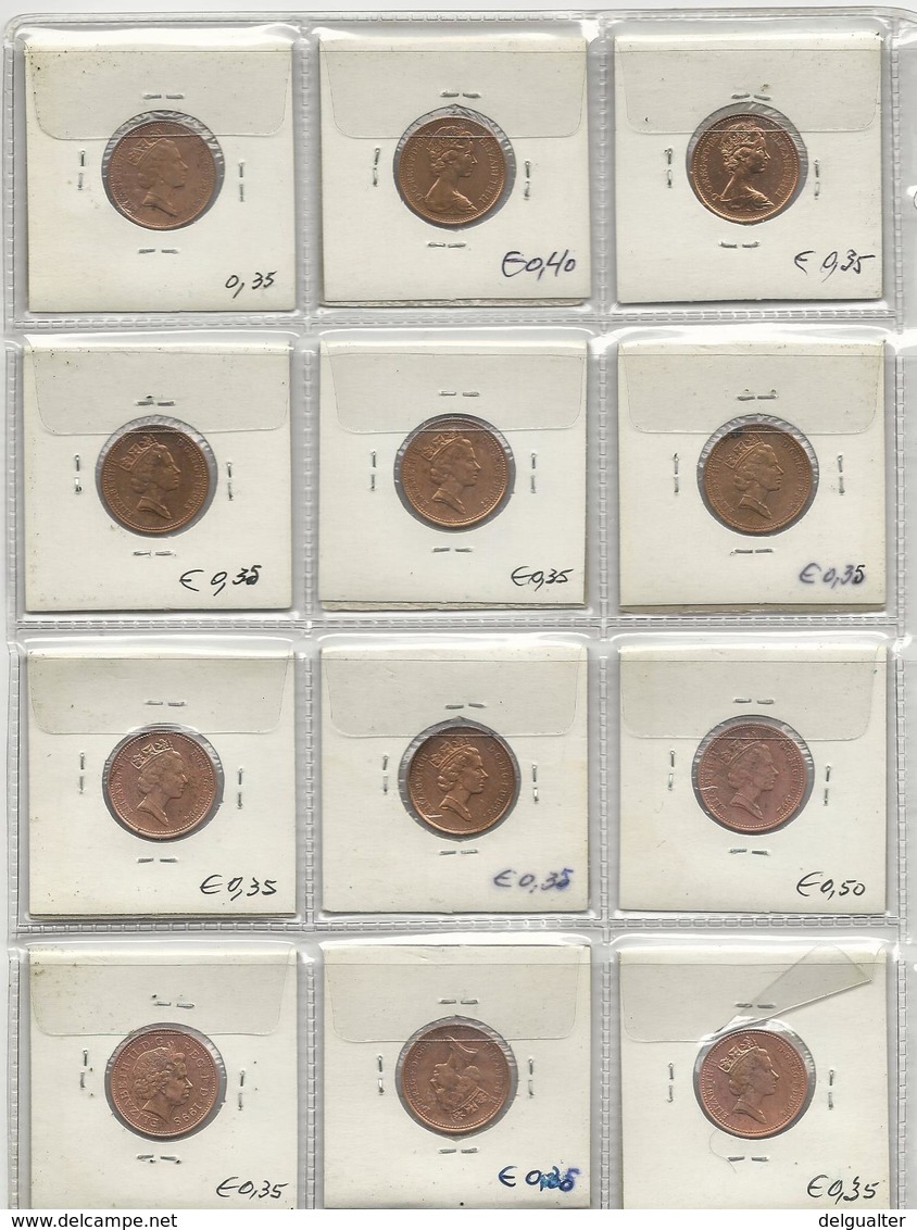 12 Coins Of 1 Penny Great Britain Varnished - Lots & Kiloware - Coins