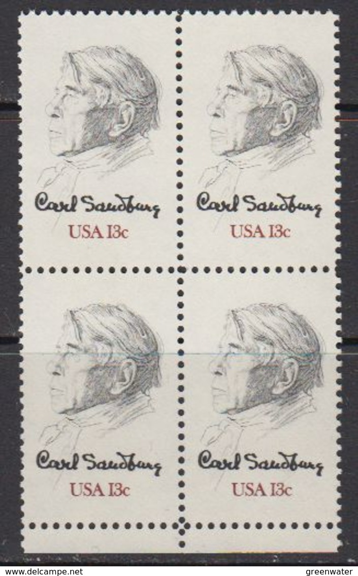 USA 1978 Carl Sandburg 1v Bl Of 4 ** Mnh (41803M) - Ongebruikt