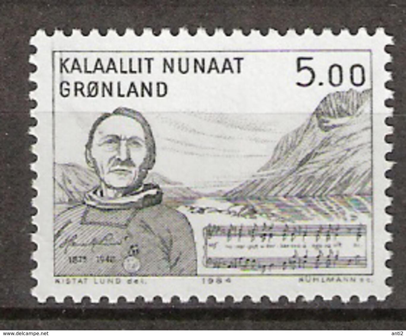 Greenland 1984 Henrik Lund (1875-1948), Komponist; Noten Aus Der Grönländischen Nationalhymne , Mi 153, MNH(**) - Nuevos