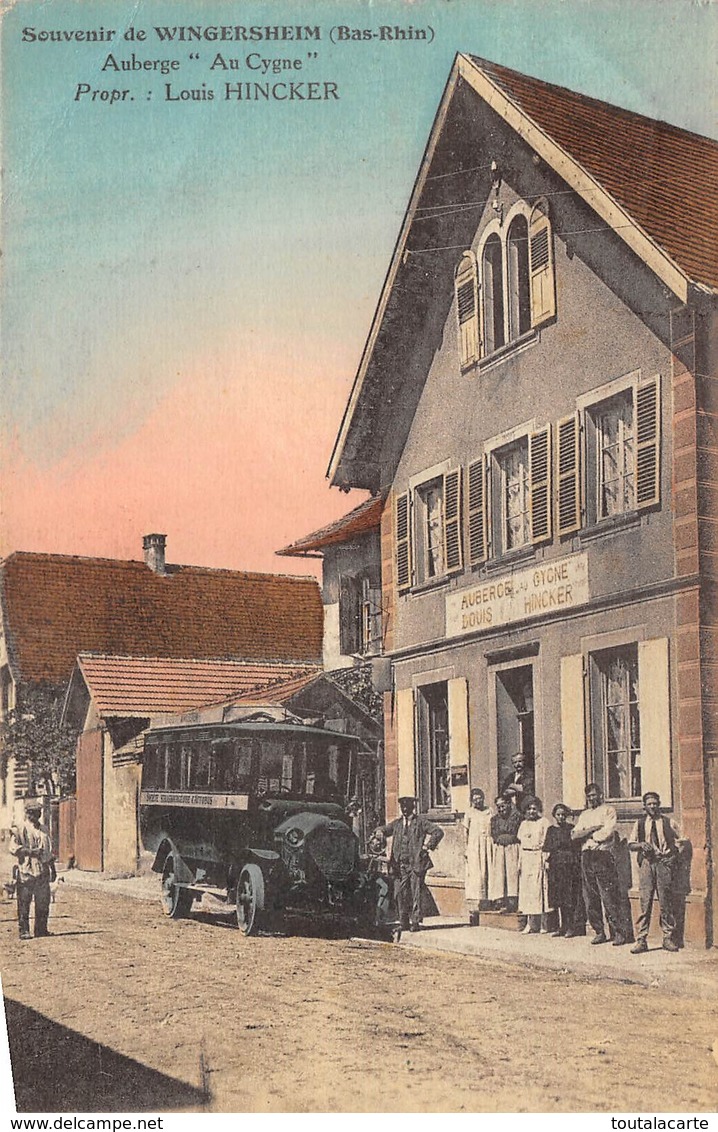 CPA 67 ENVIRONS DE BRUMATH SOUVENIR DE WINGERSHEIM AUBERGE AU CYGNE Voir Ancien Autobus D La Société Strasbourgeoise - Brumath