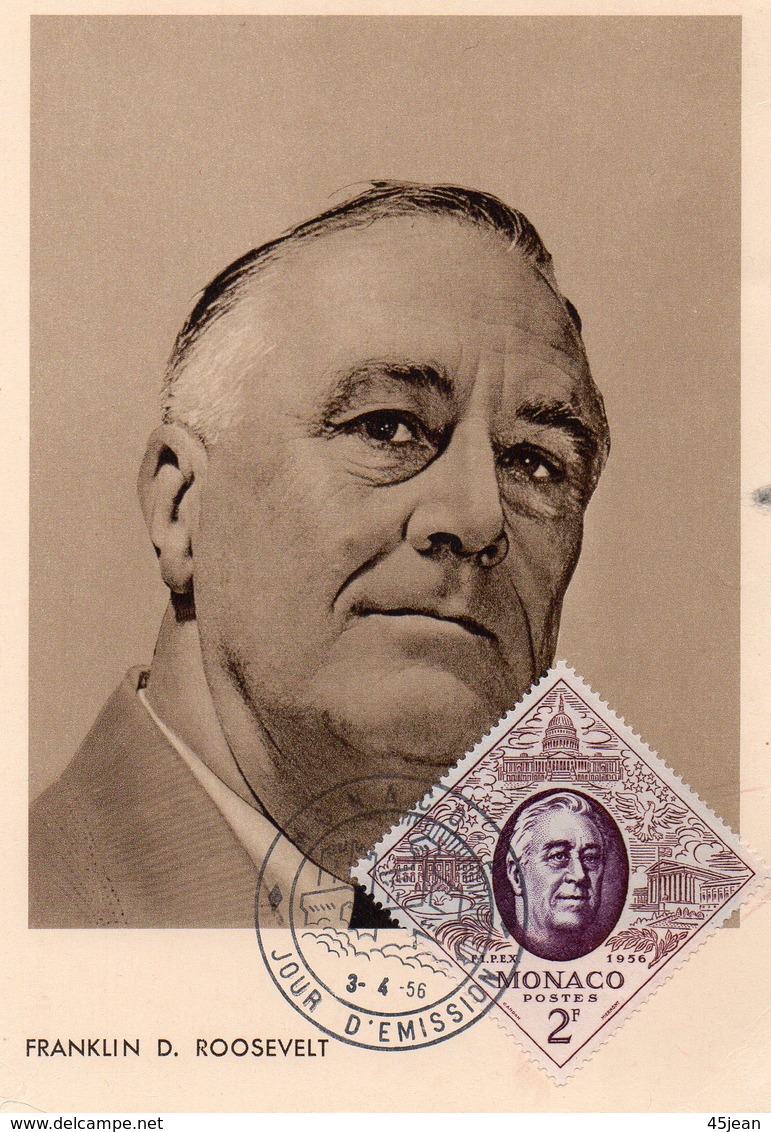 Monaco 1956 Belle Carte Maximum Franklin Delano Roosevelt 02809 - Maximum Cards