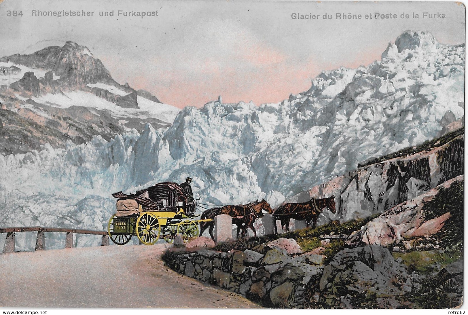 FURKAPOST → Gespann In Den Kehren Beim Rhonegletscher Anno 1910 - Autres & Non Classés