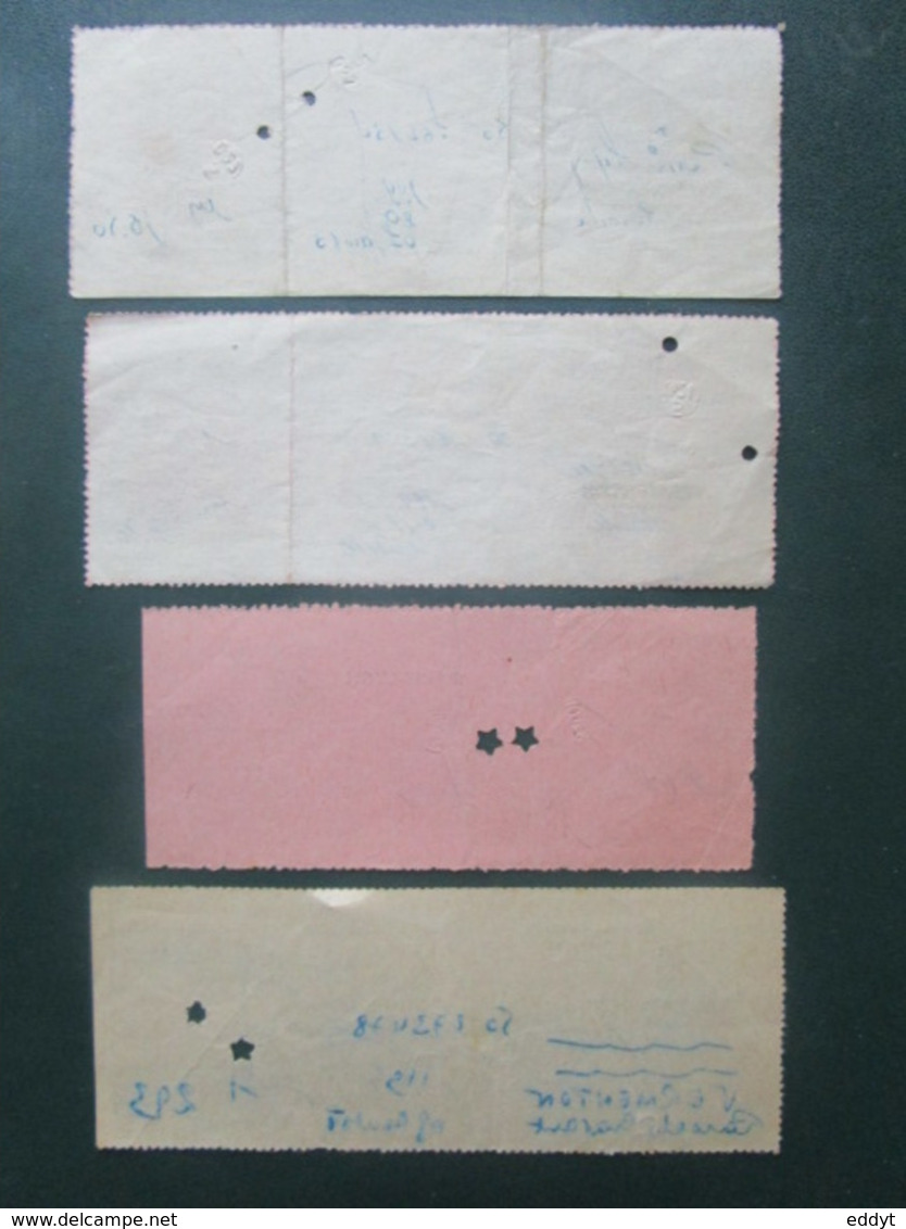 4 BILLETS Tickets De Train - S.N.C.F.  - France -  Dans Les Années 1945/années 60 "couleur Vieux Rose" - Monde